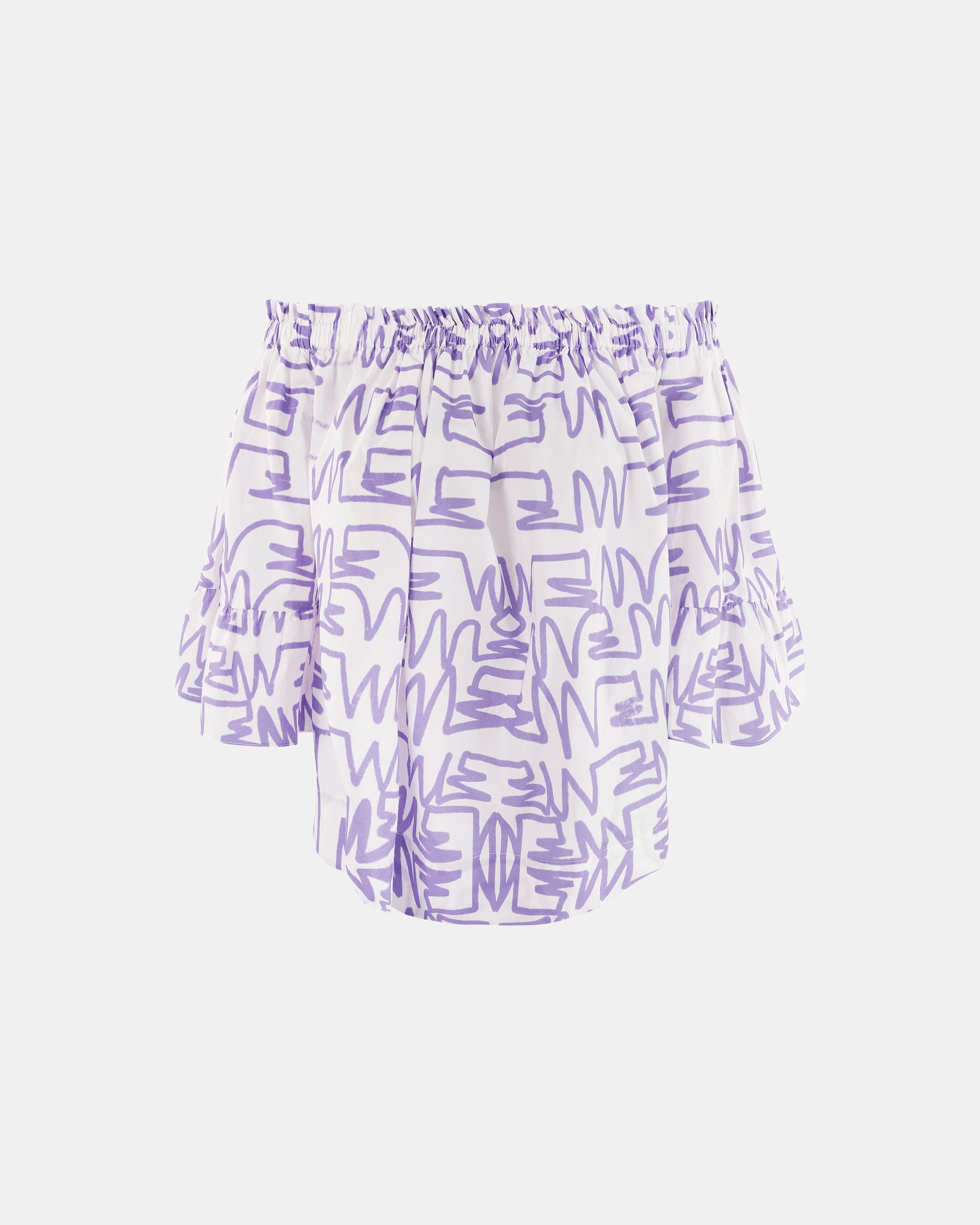 Women's Graffiti Pattern Off-Shoulder Wide Sleeve Blouse