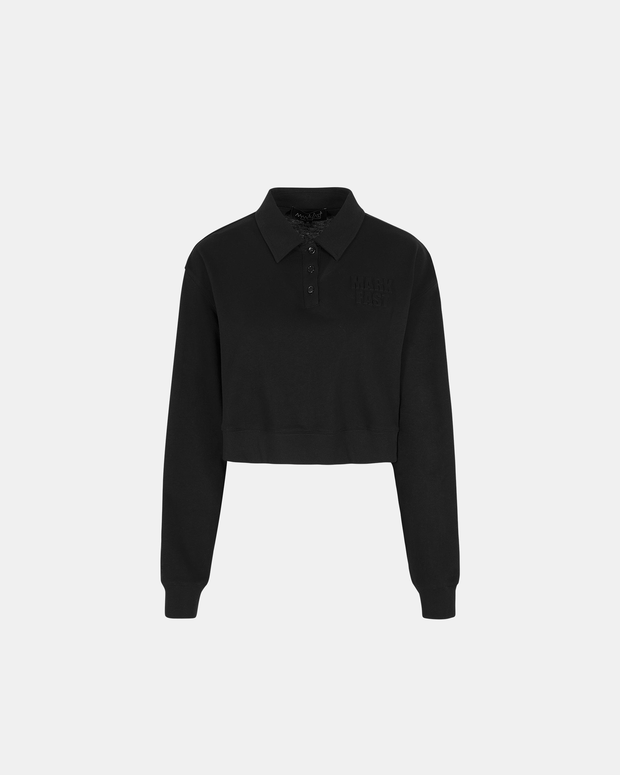 Women's Black Loose Cotton Polo Shirt