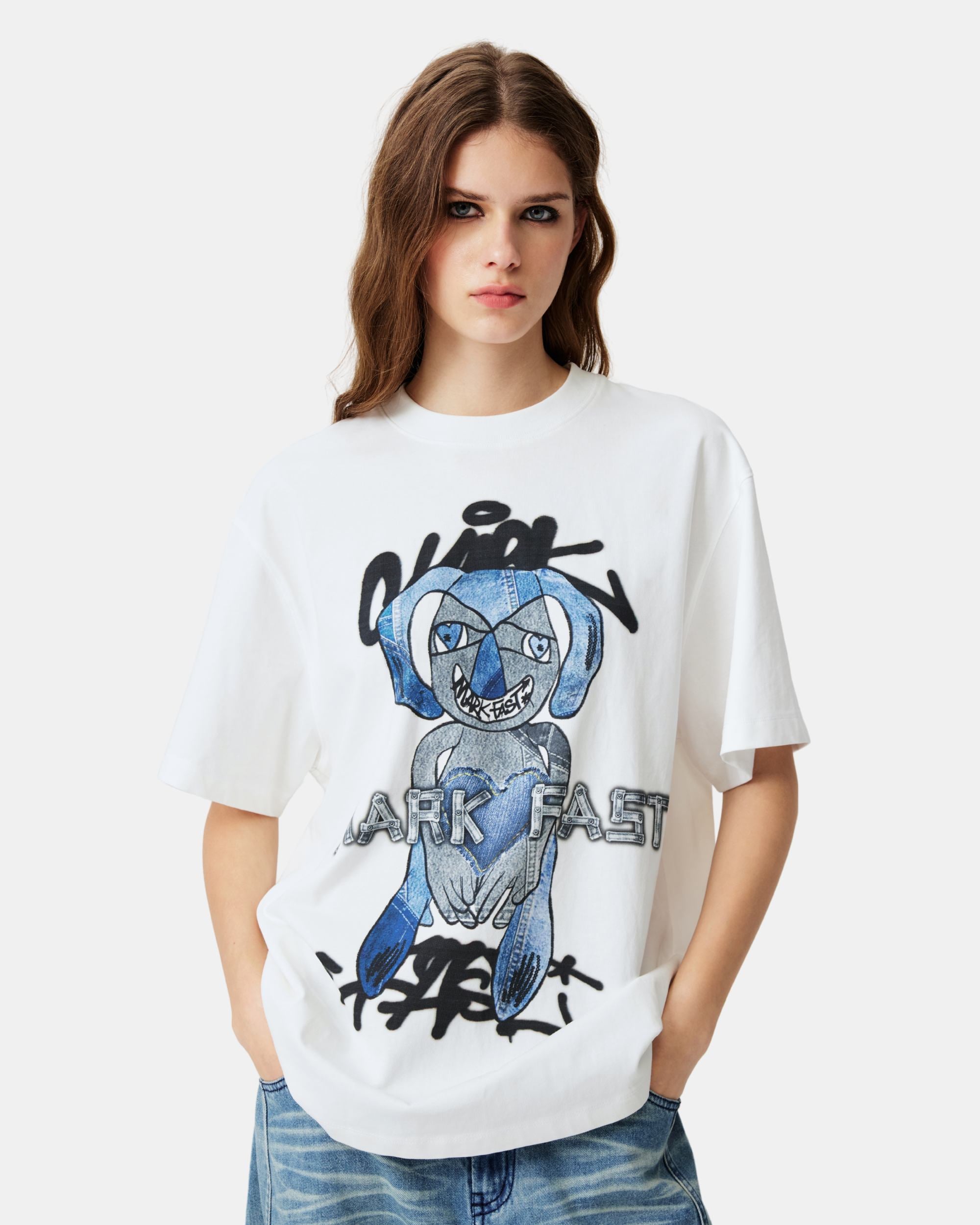 Unisex Graffiti Logo Print Short Sleeve Tee