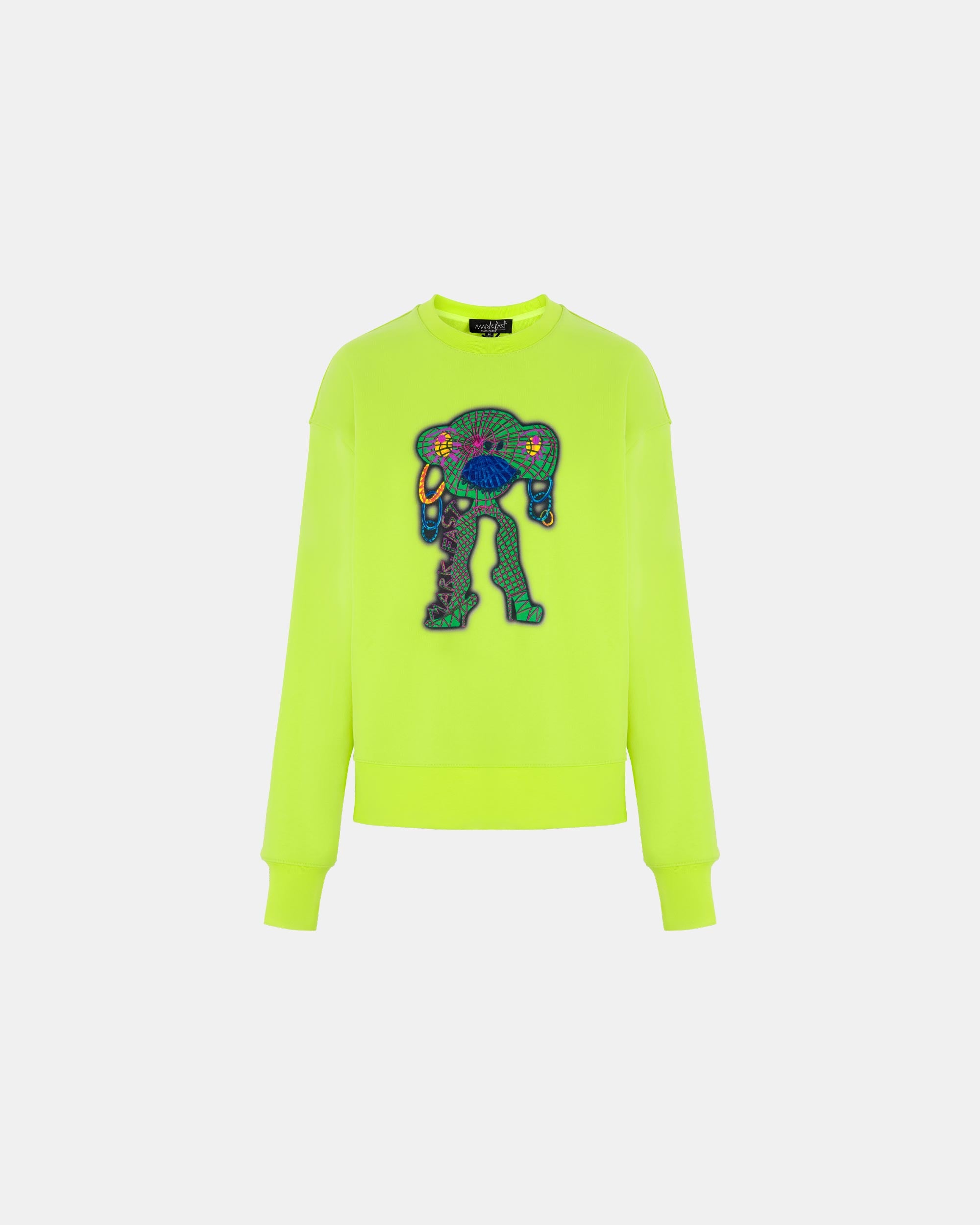 Unisex Fluorescent Green Cotton Print Sweatshirt