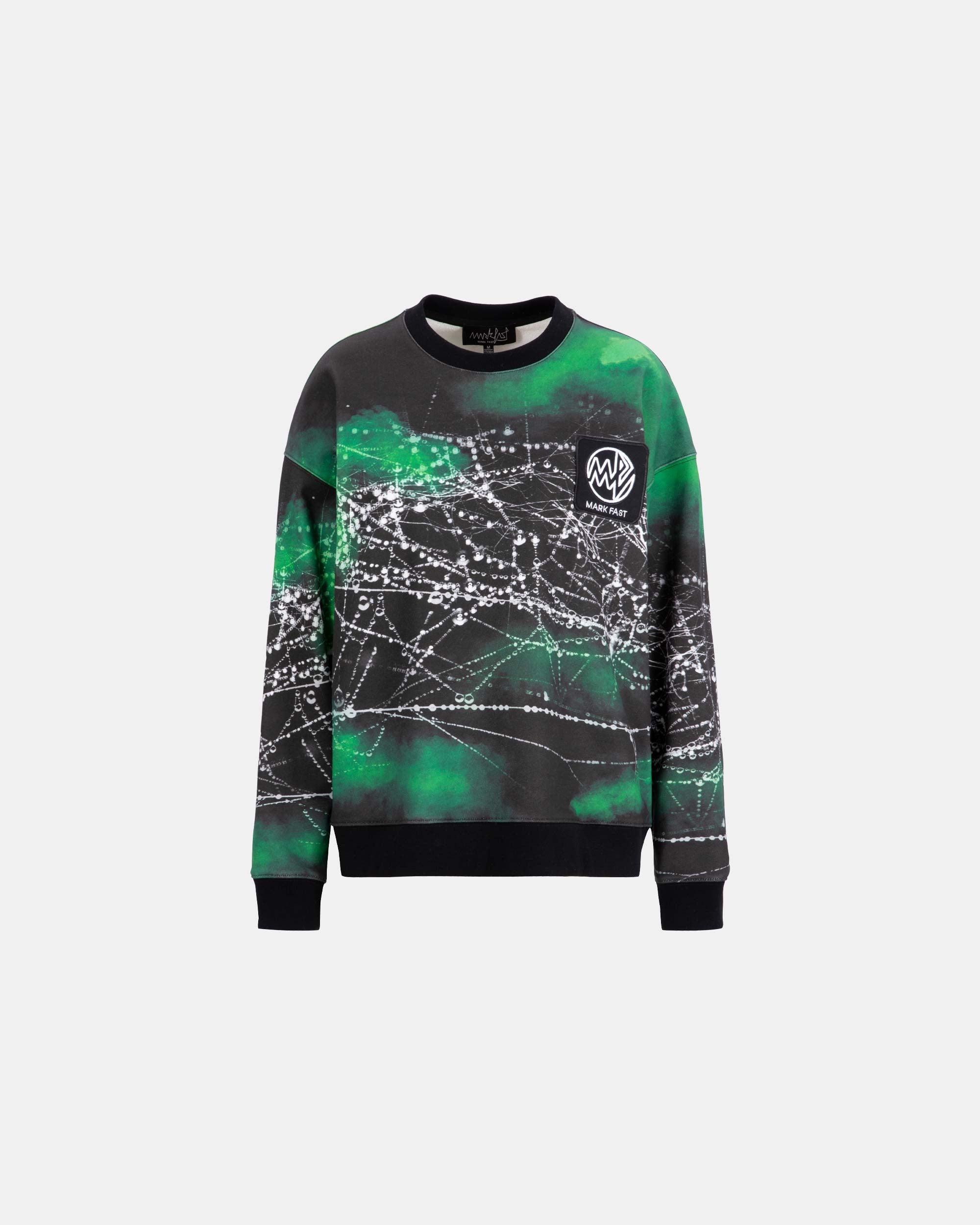 Unisex Black Positioning Printed Cotton Pullover Sweater