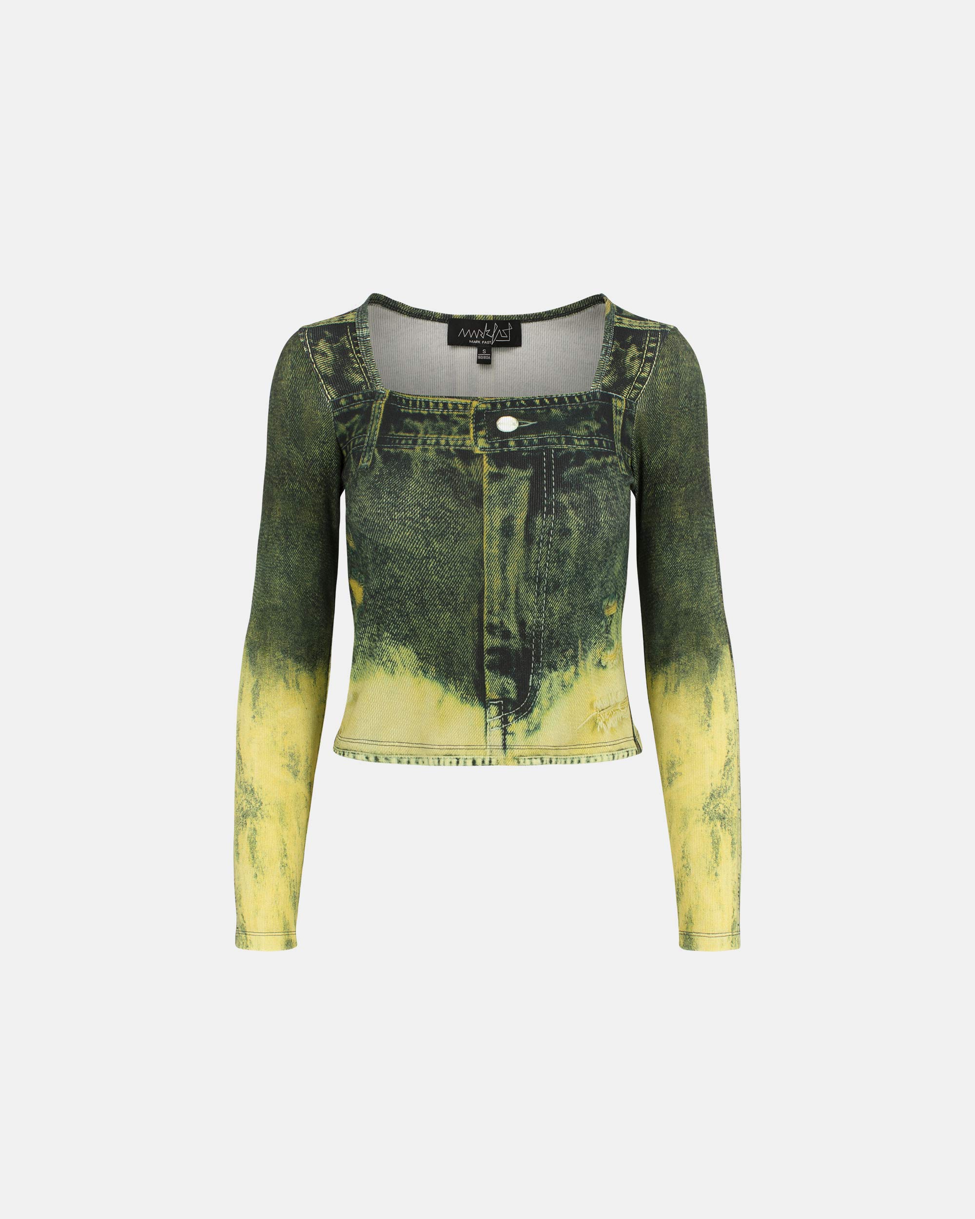 Women's Cloud-Soft Washed Yellow Gradient Denim Top