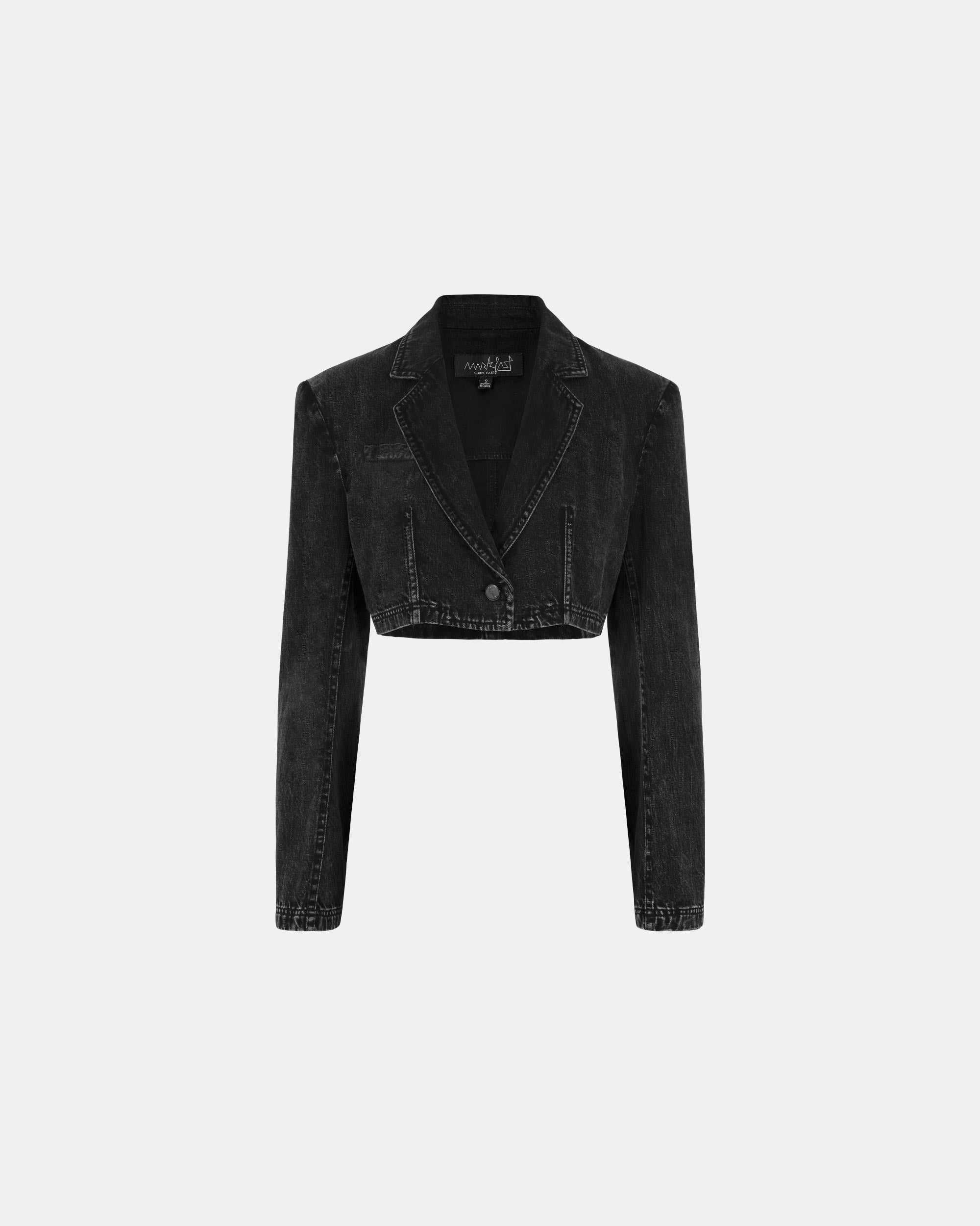 Women's Washed Denim Short Blazer