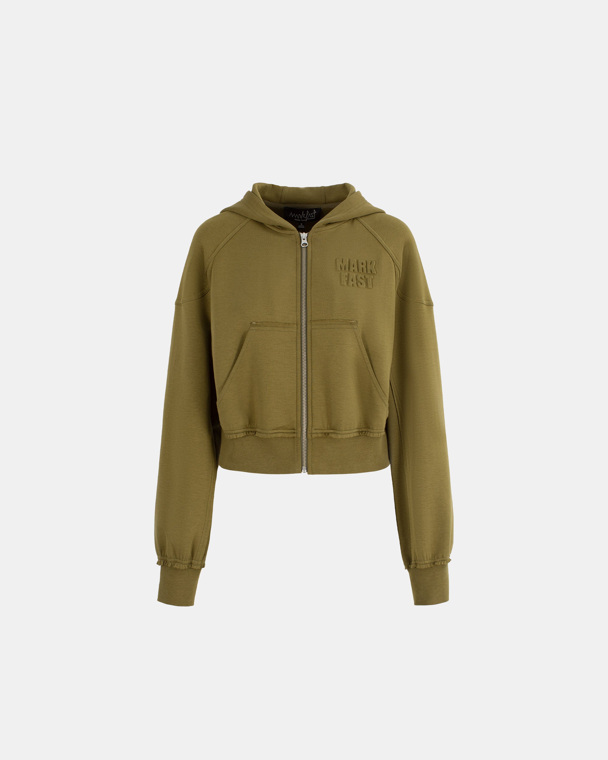 Women's Pleated Ruffled Olive Brown Threaded Sweatshirt