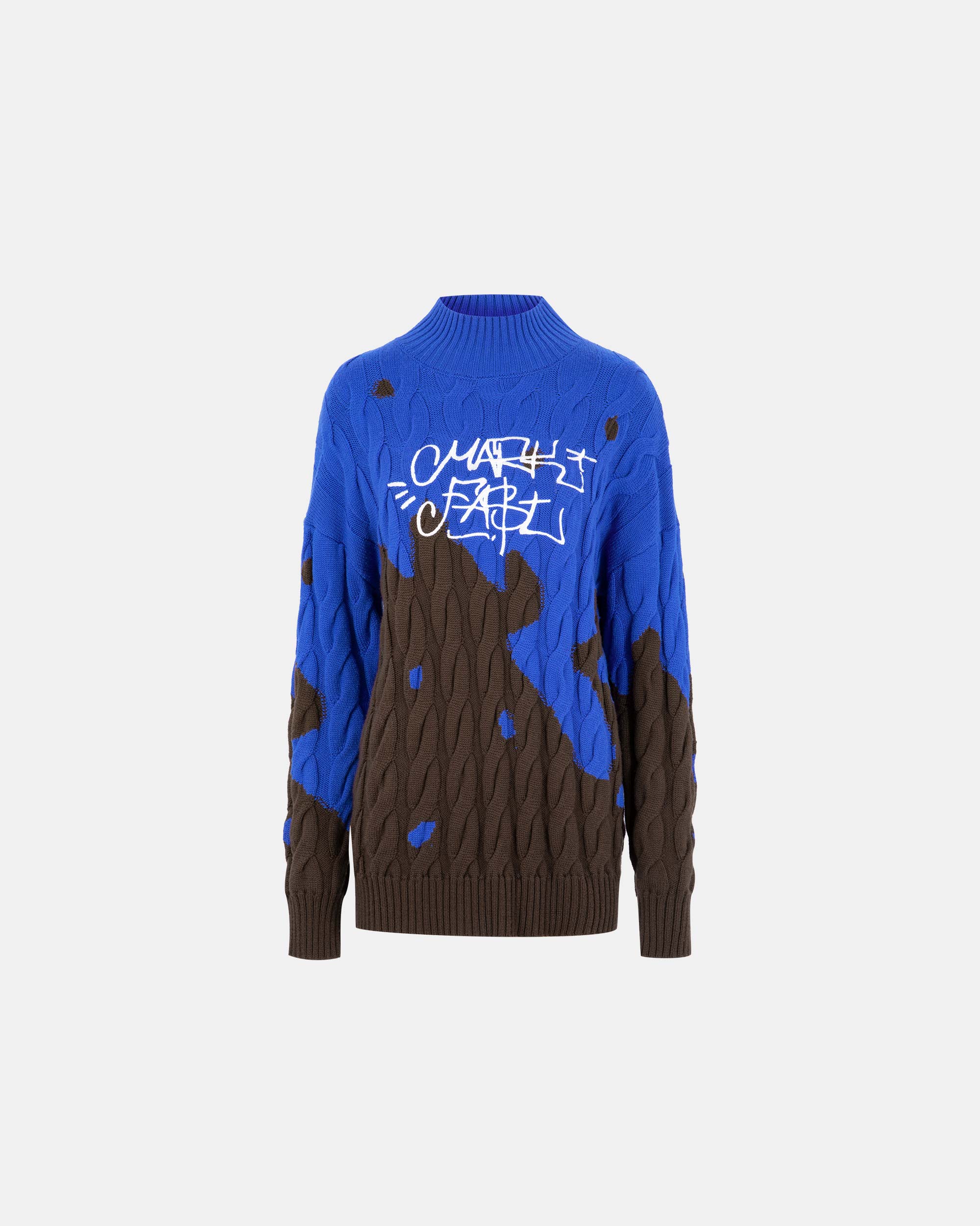 Women's Blue Wool Blend Jacquard Sweater