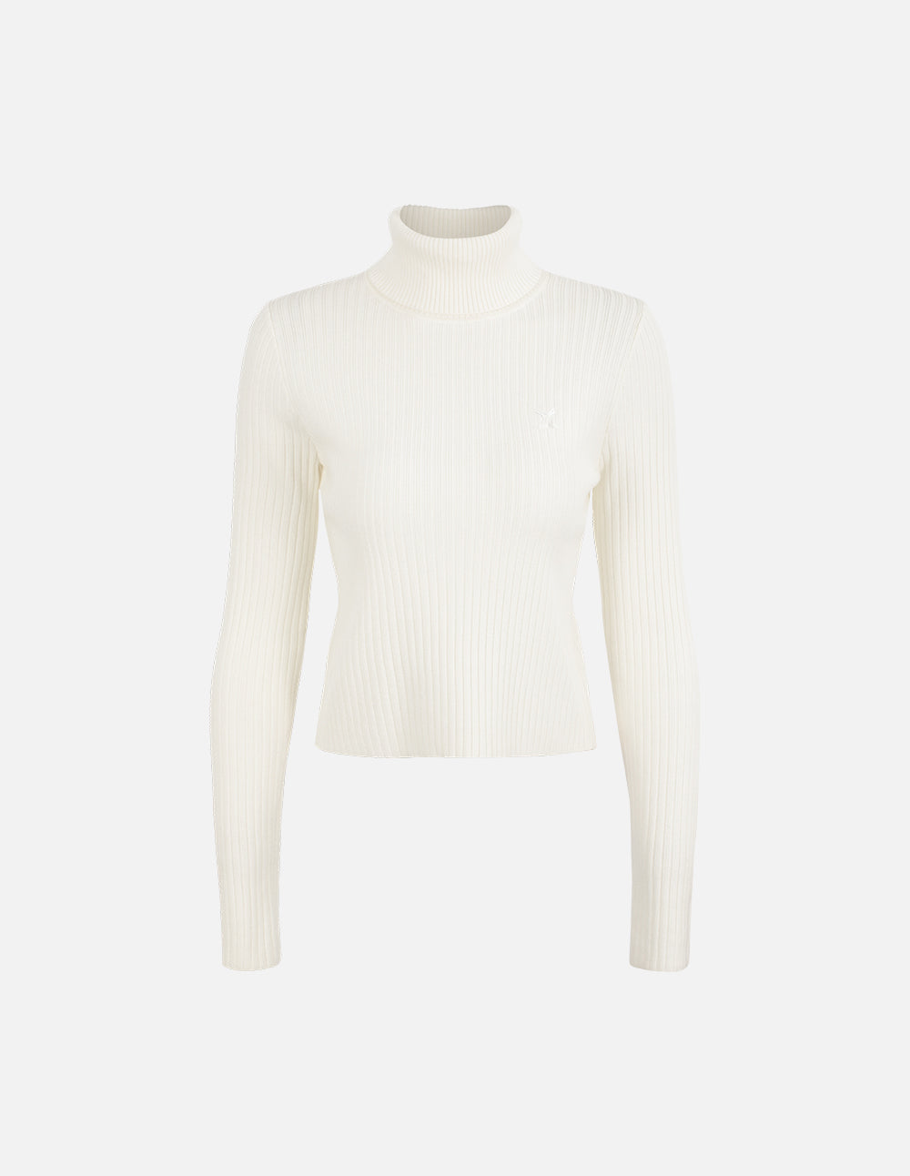 Women's Premium White Versatile Turtleneck Ribbed Knit Pullover