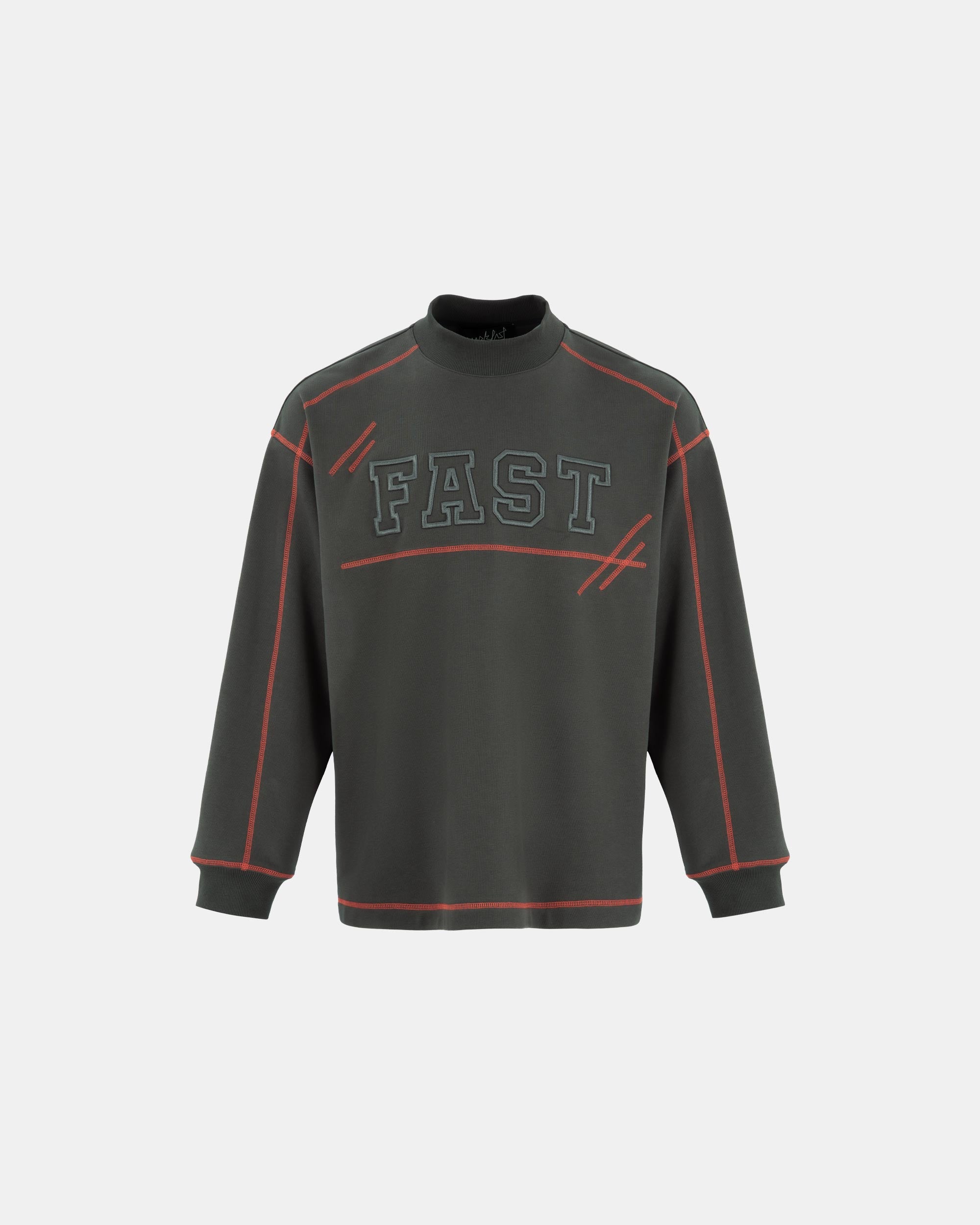Unisex Logo Embroidered Mock Neck Sweatshirt