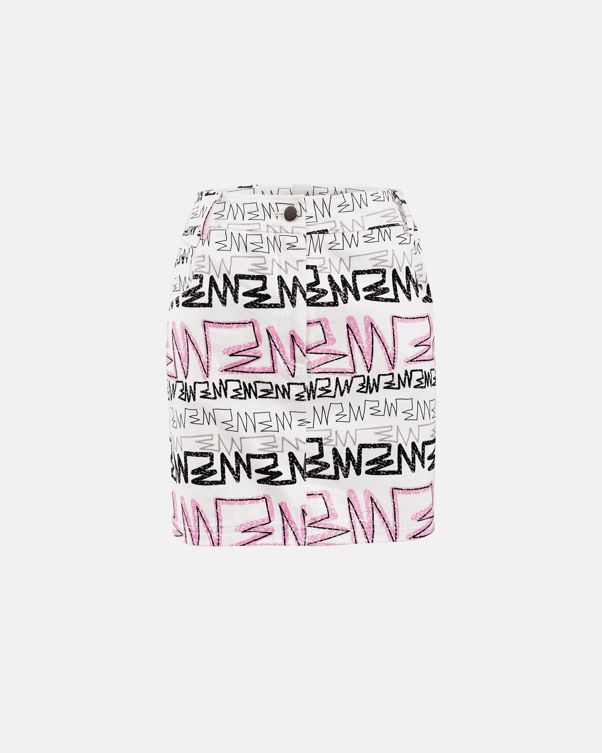 Women's Pink and Black Graffiti Print Slim Fit Mini Skirt