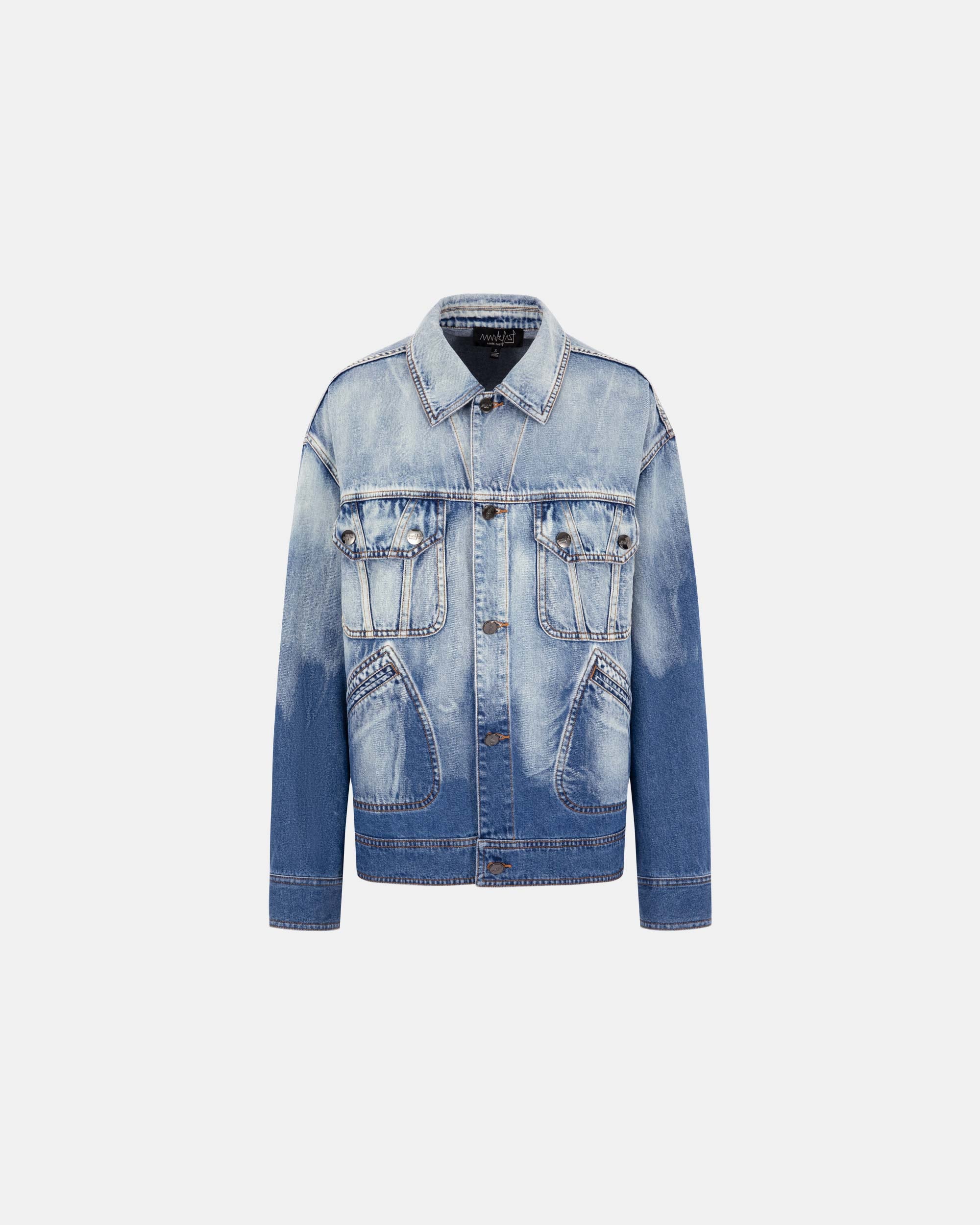 Unisex Gradient Fade Washed Denim Jacket