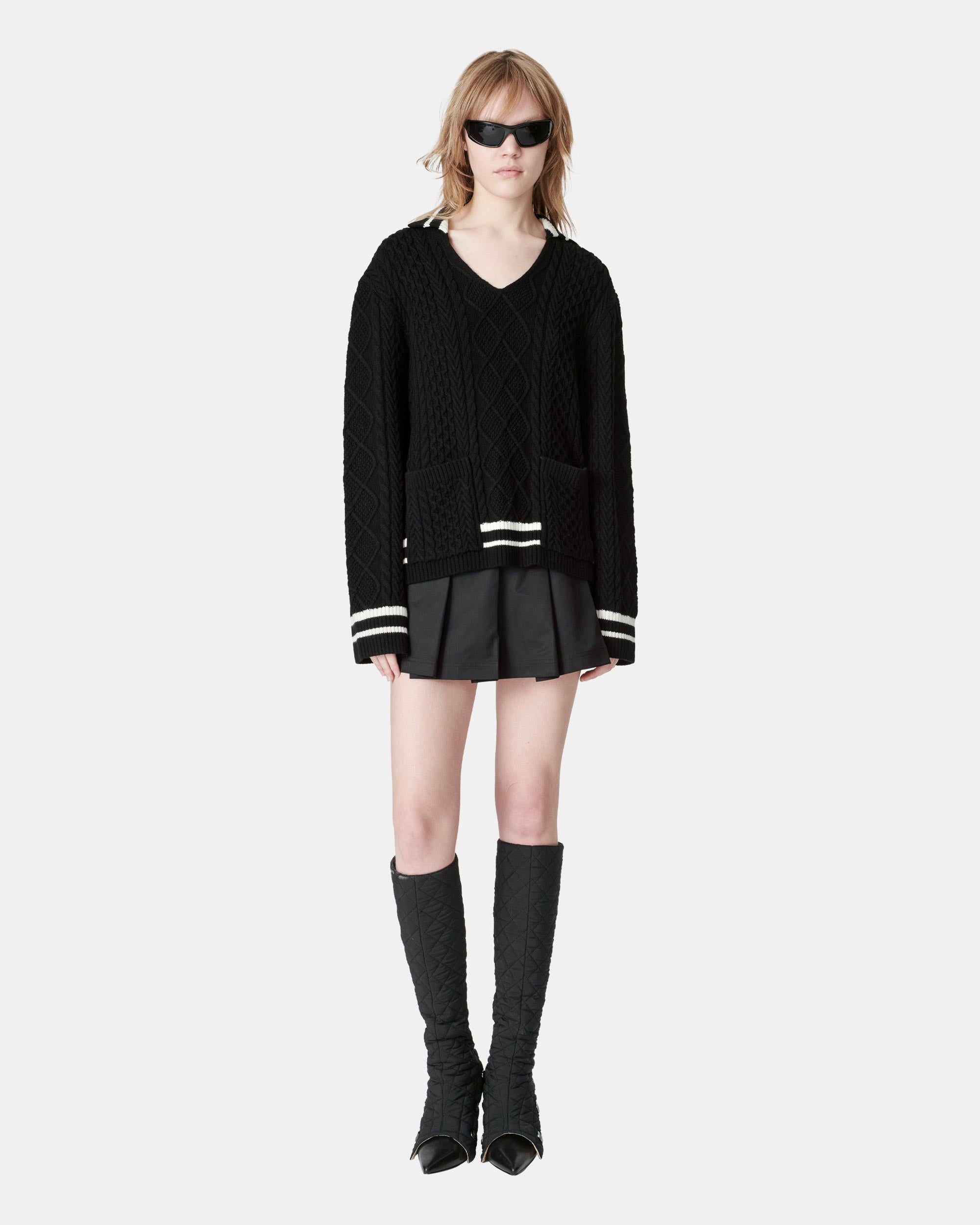 Women's Contrast Pattern Knitted Pullover