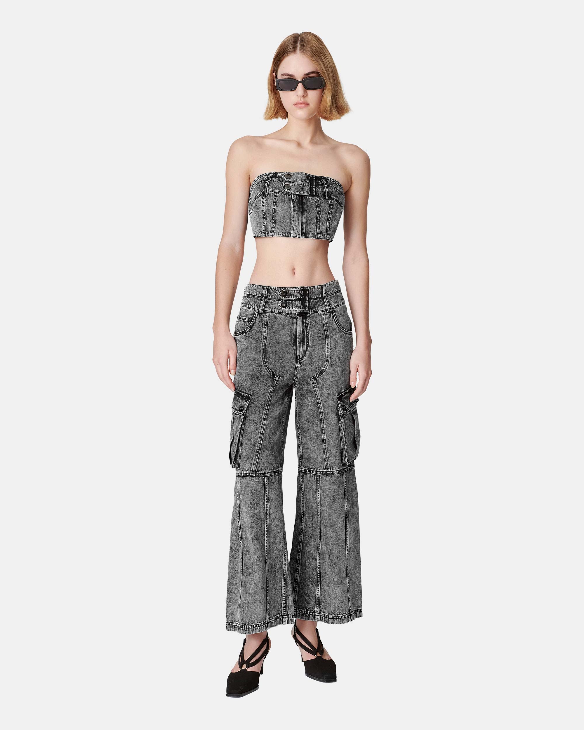 Women's Snowflake Washed Denim Tube Top