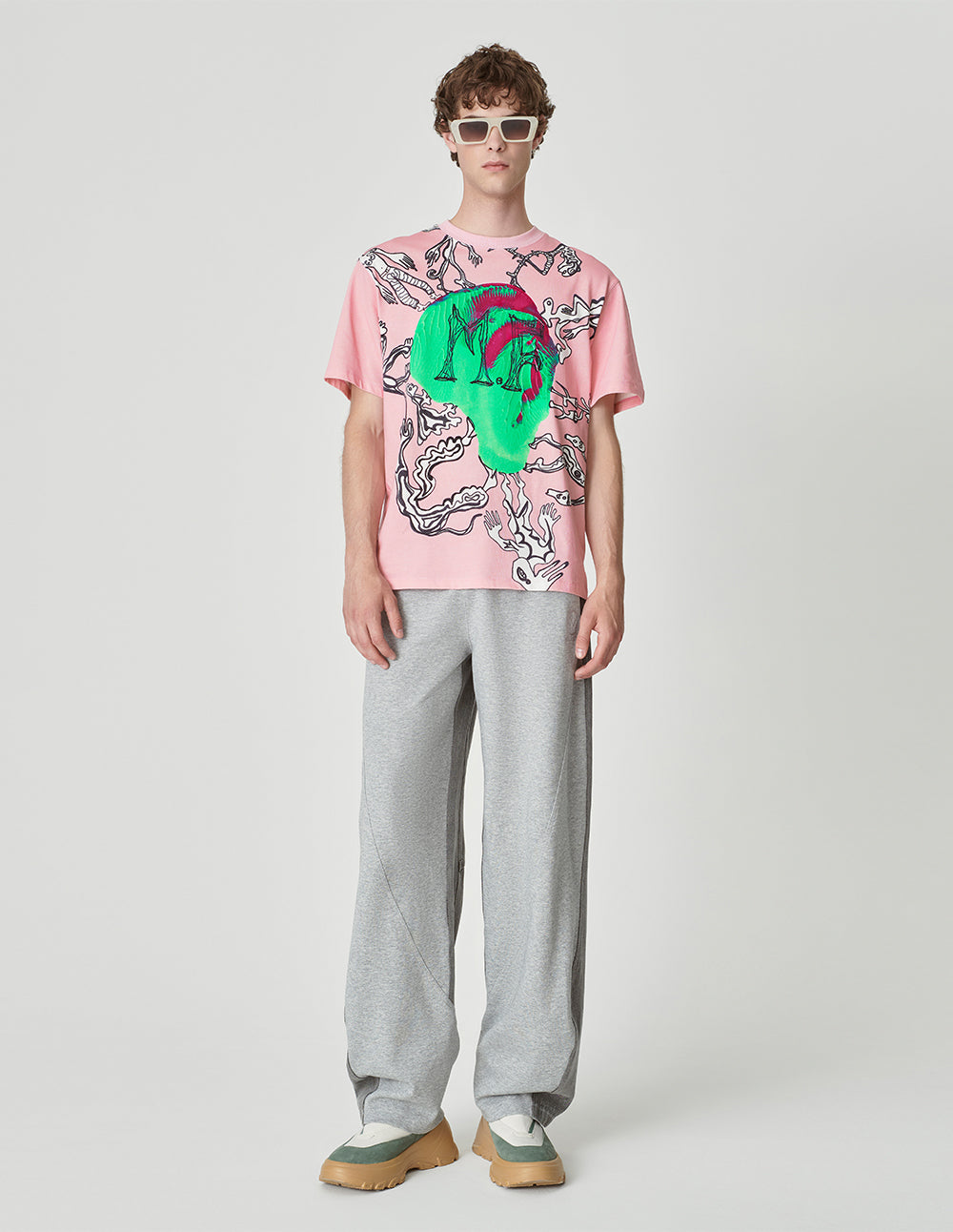 Unisex Around The Planet Printed Cotton T-Shirt