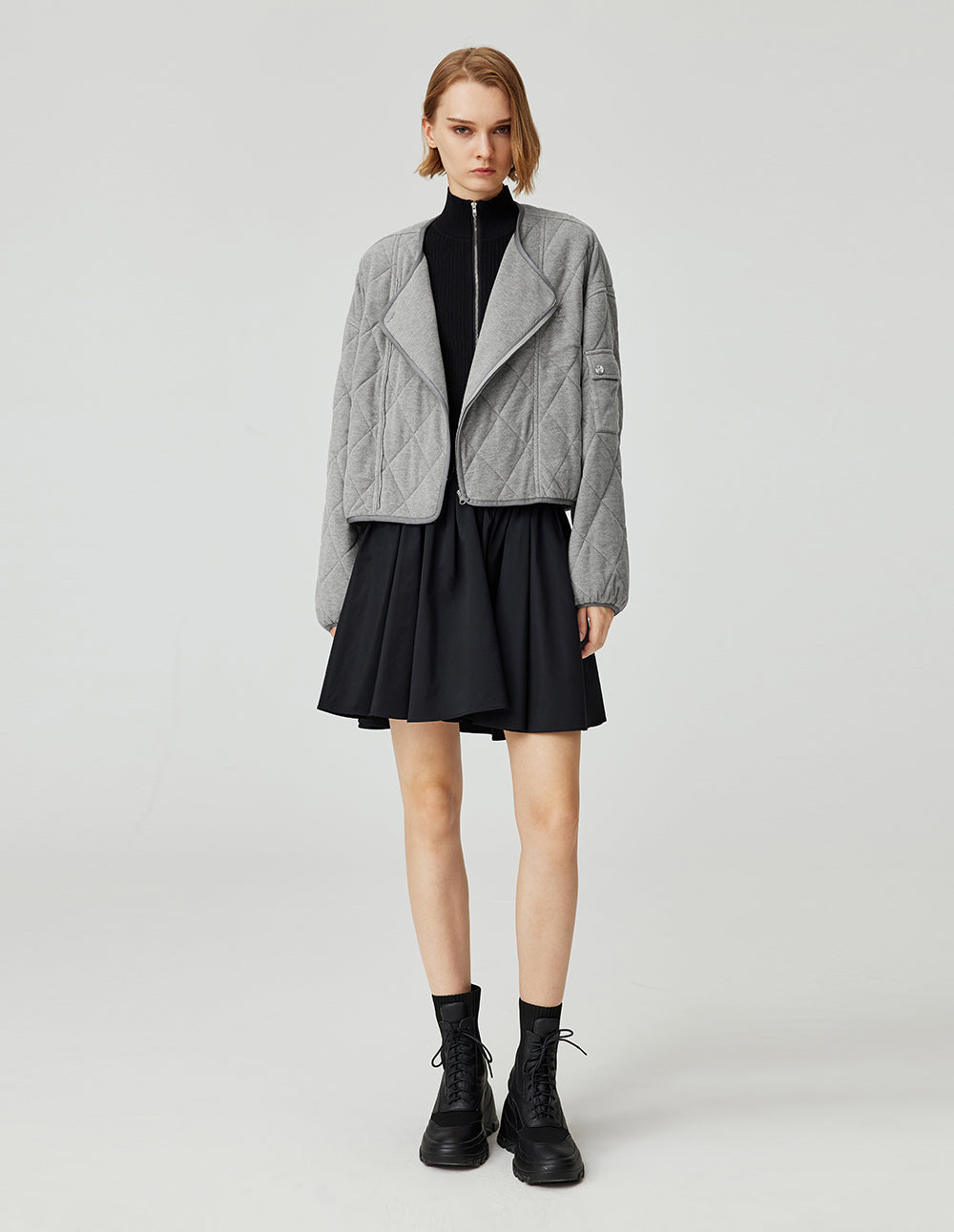 Women's Diagonal Placket Diamond Quilted Cotton Coat