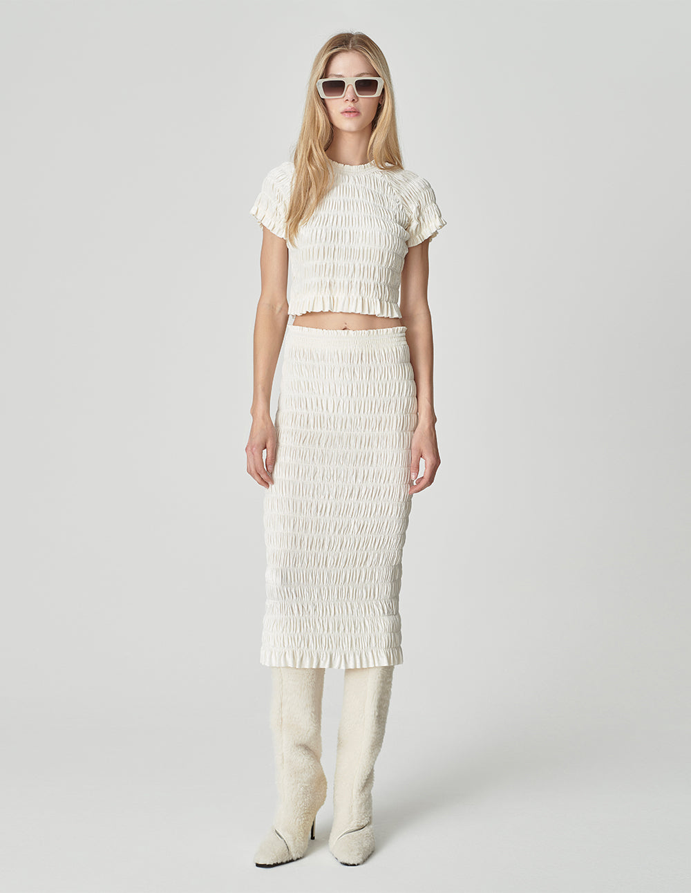 Women's Stretch Pleated Crop Top