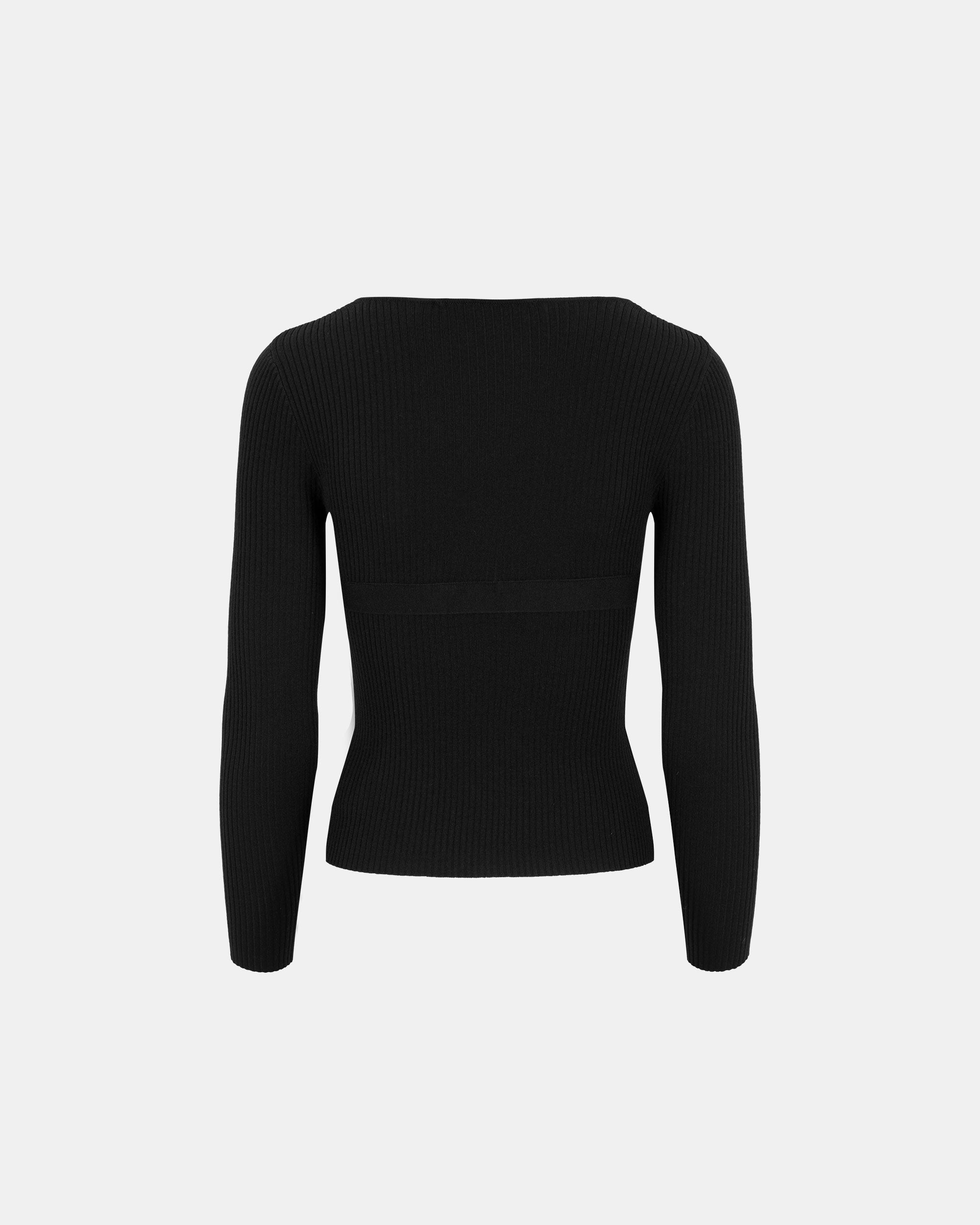 Women's Wool V-Neck Pleated Sweater