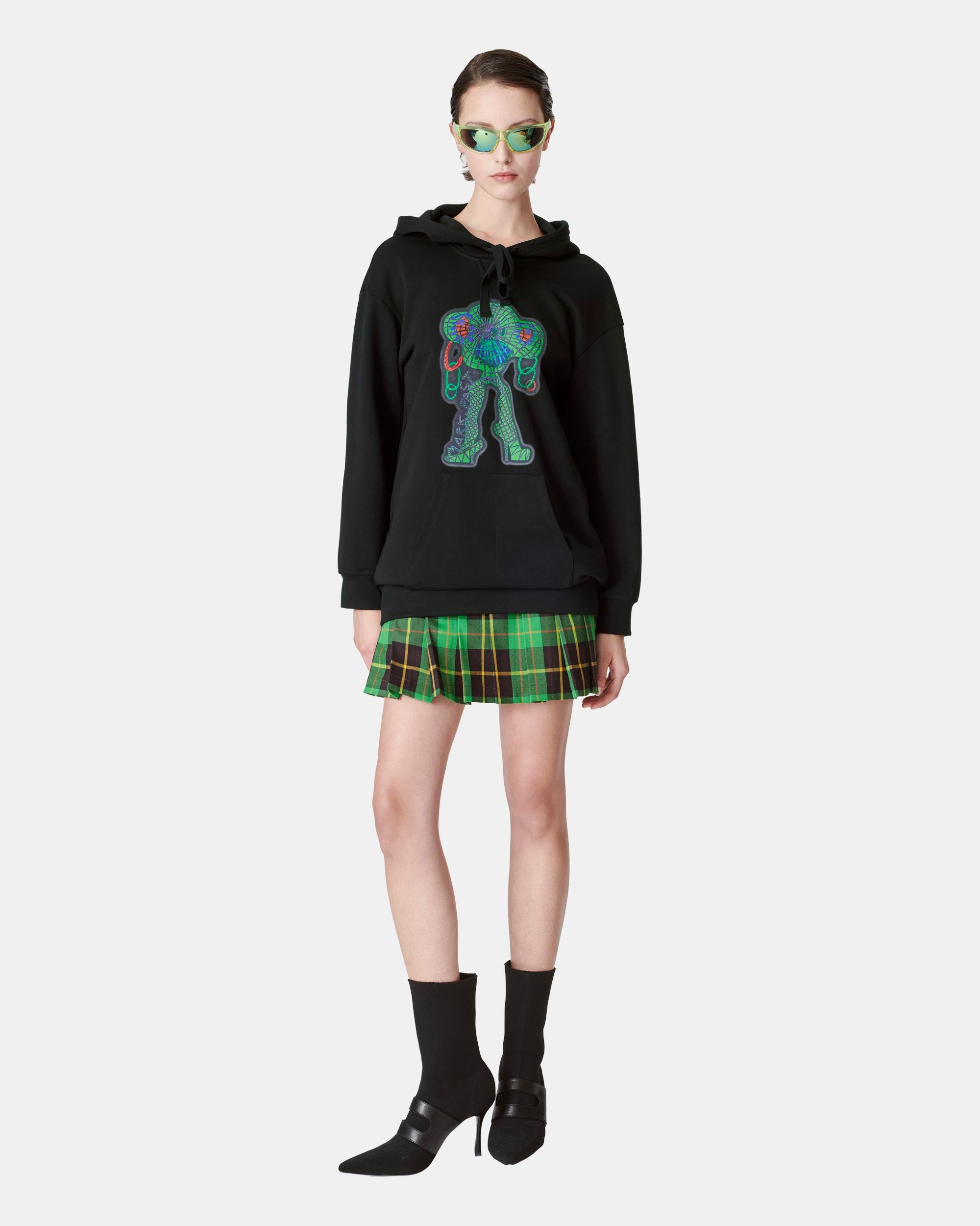 Unisex Cotton Sweatshirt With Electric Eyes And Animal Print For Couples