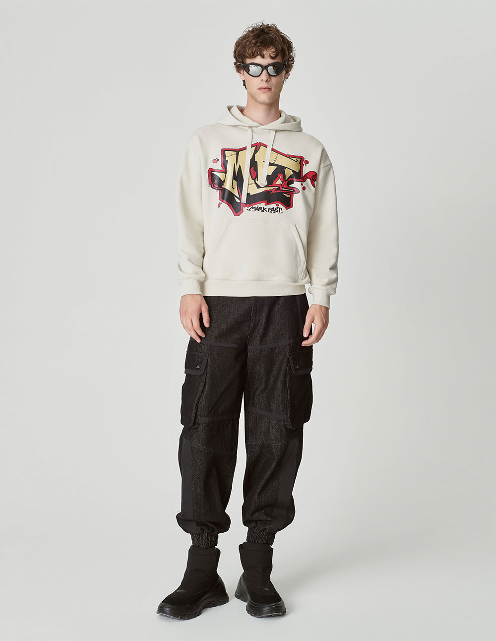 Unisex Graffiti Cotton Hooded Sweatshirt