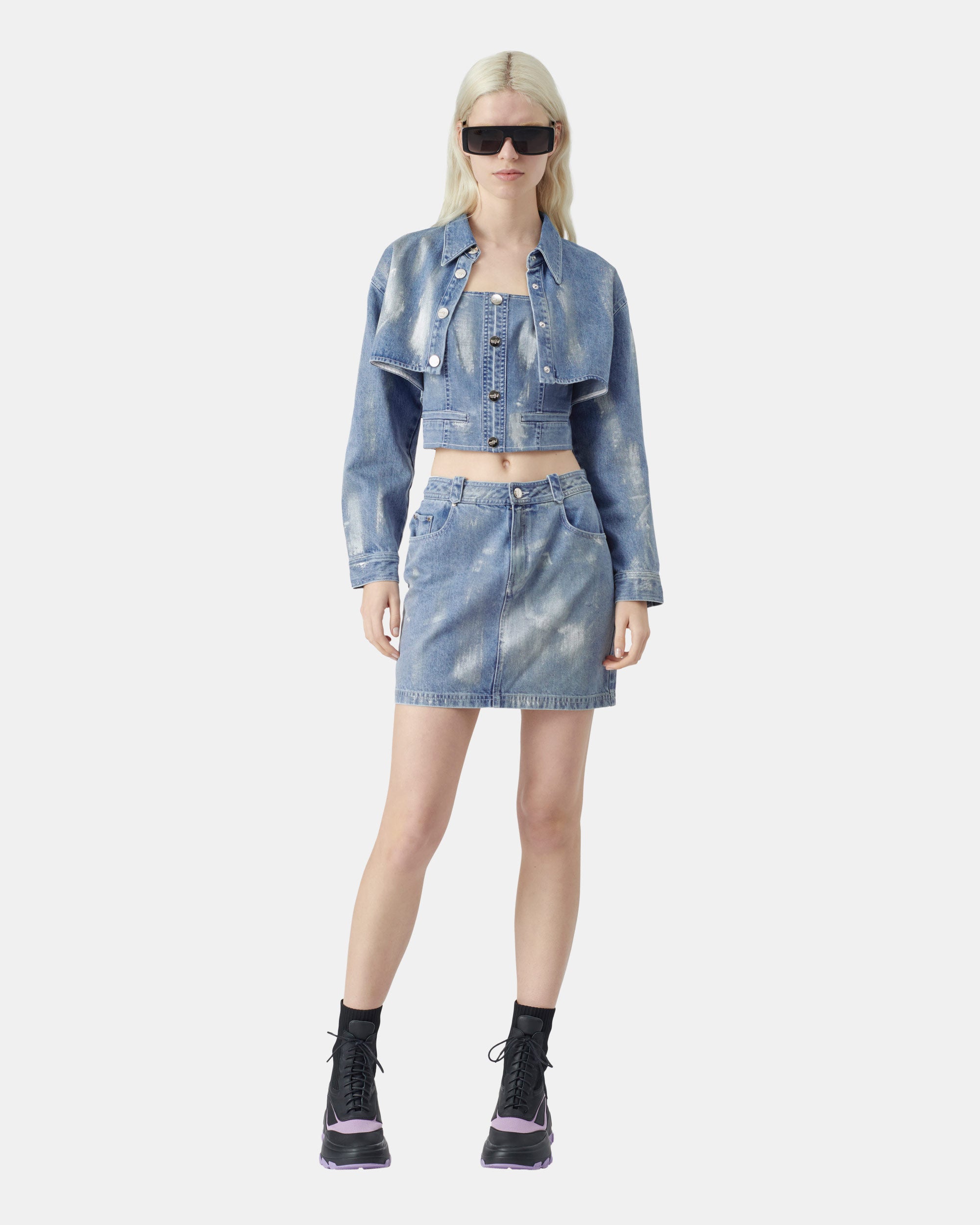 Light Blue Denim Mini Skirt