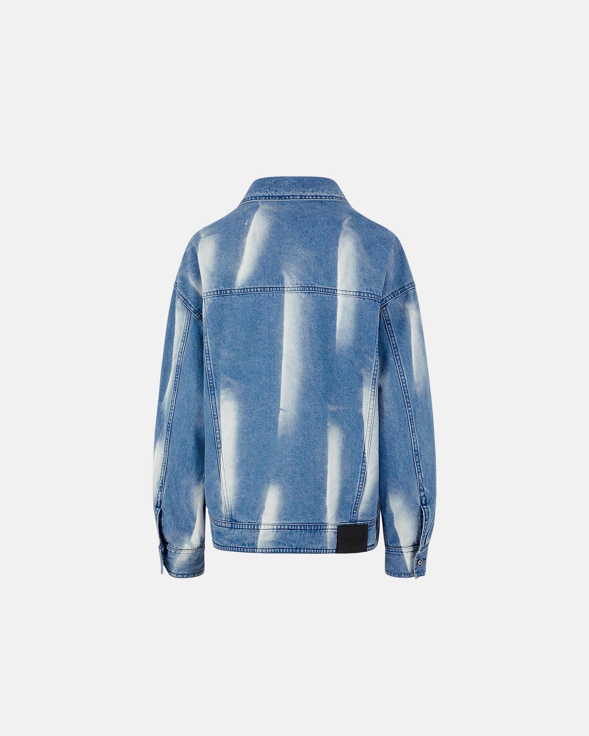 Women's Loose Fit Contrast Wash Striped Denim Jacket