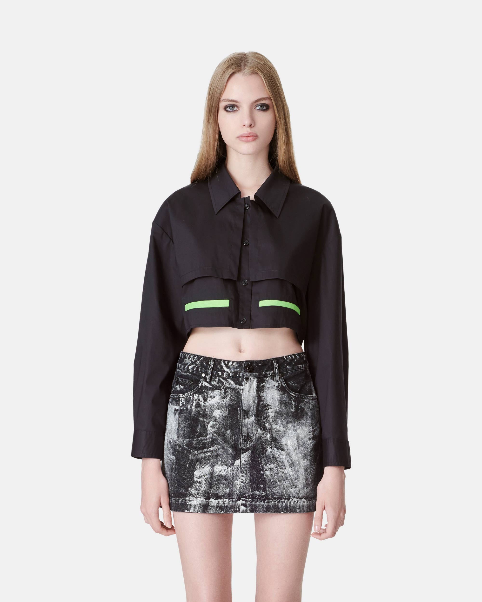 Women's Handpainted Brushed Silver Denim Skirt