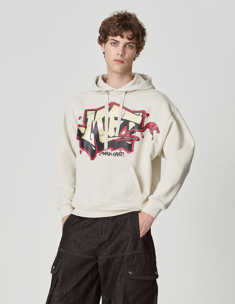 Unisex Graffiti Cotton Hooded Sweatshirt
