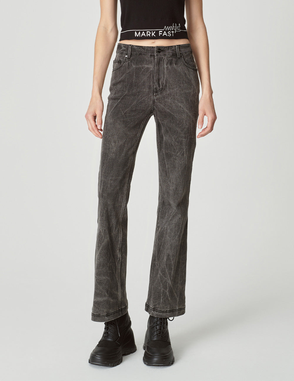 Women's Micro Stretch Washed Denim Flared Pants