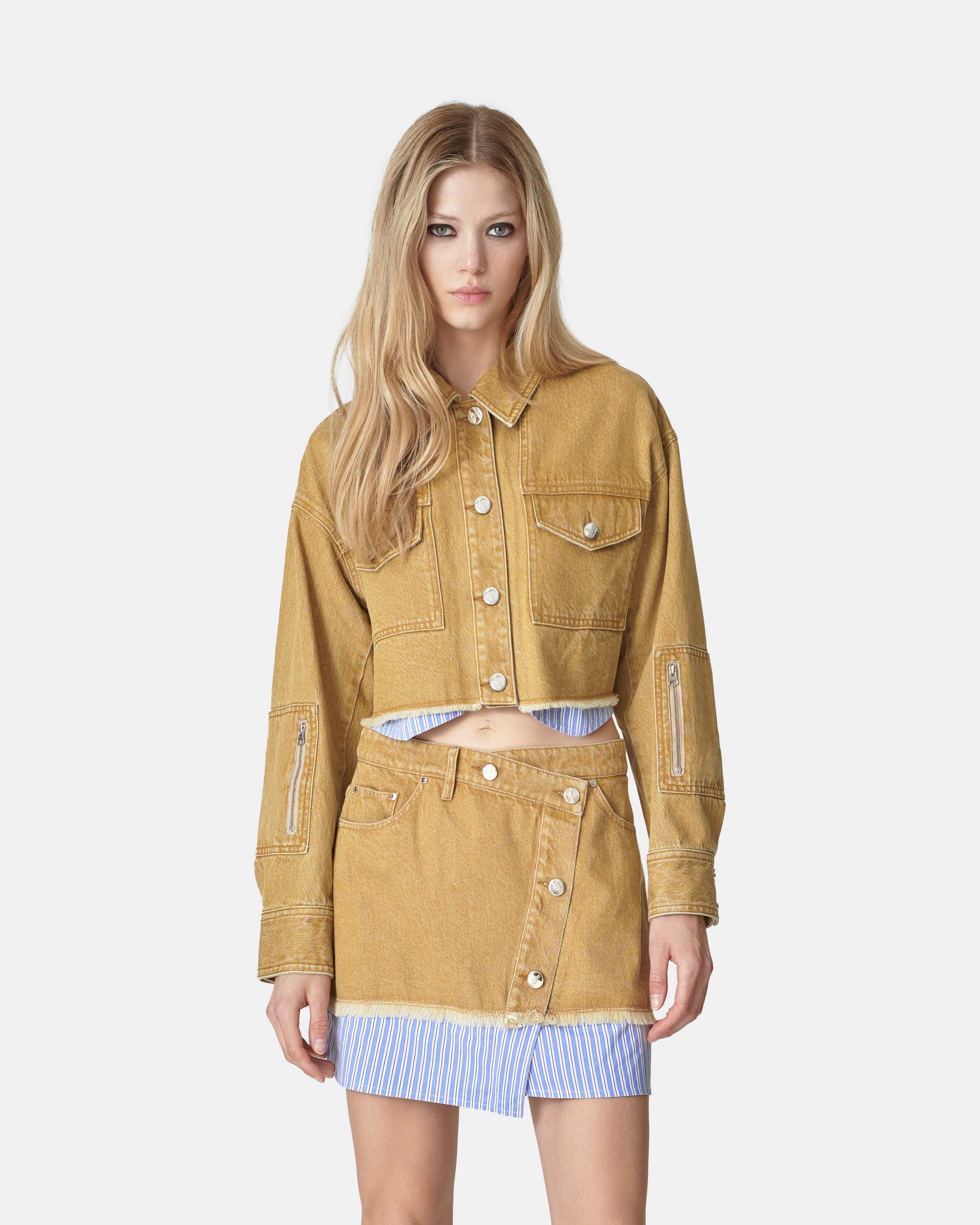 Women's Patchwork Washed Denim Skirt