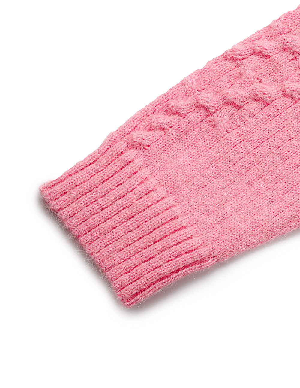 Women's Soft Petal Pink Longline Cable Knit Pullover Sweater