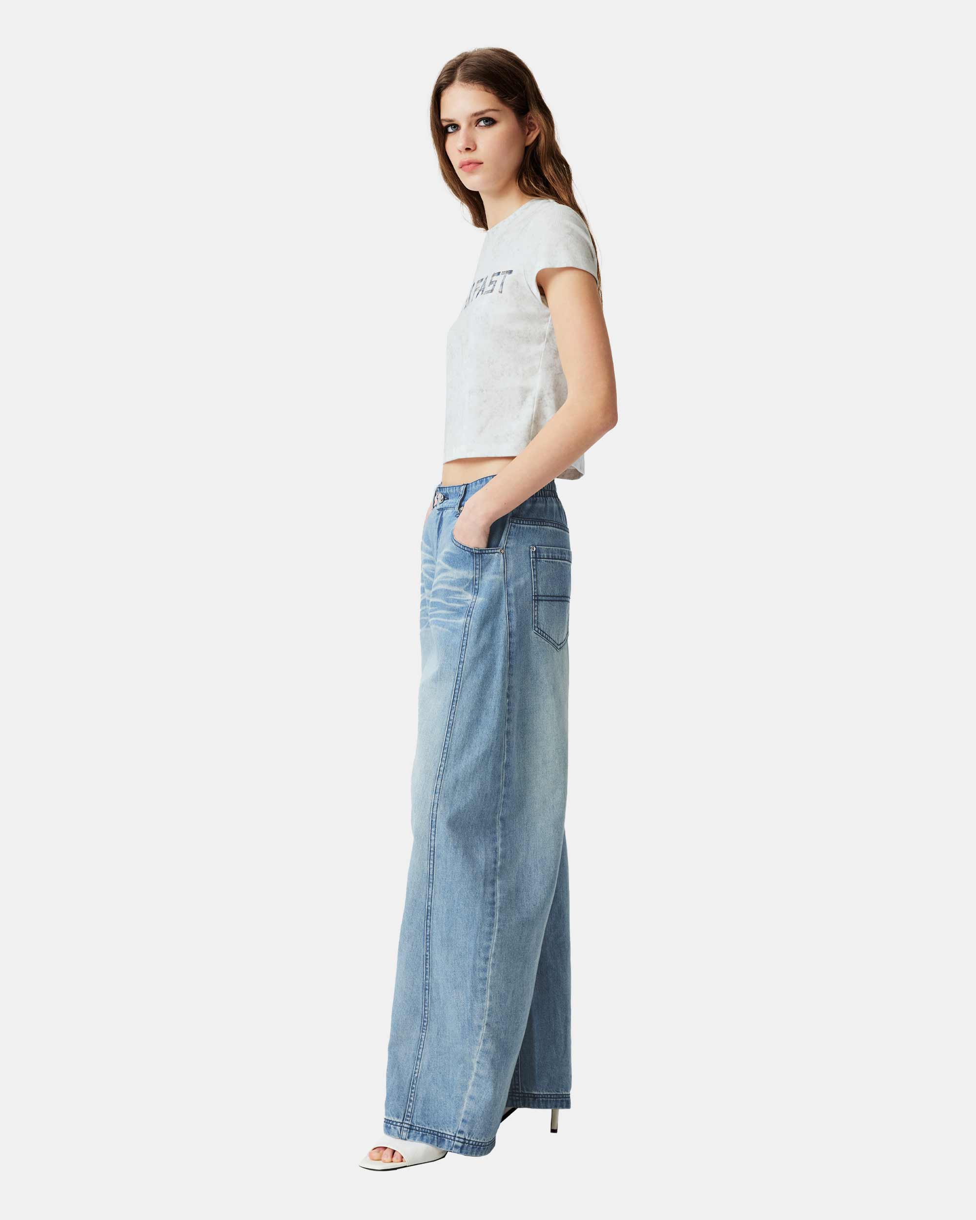 Women's Panel-Stitch Baggy Denim Pants