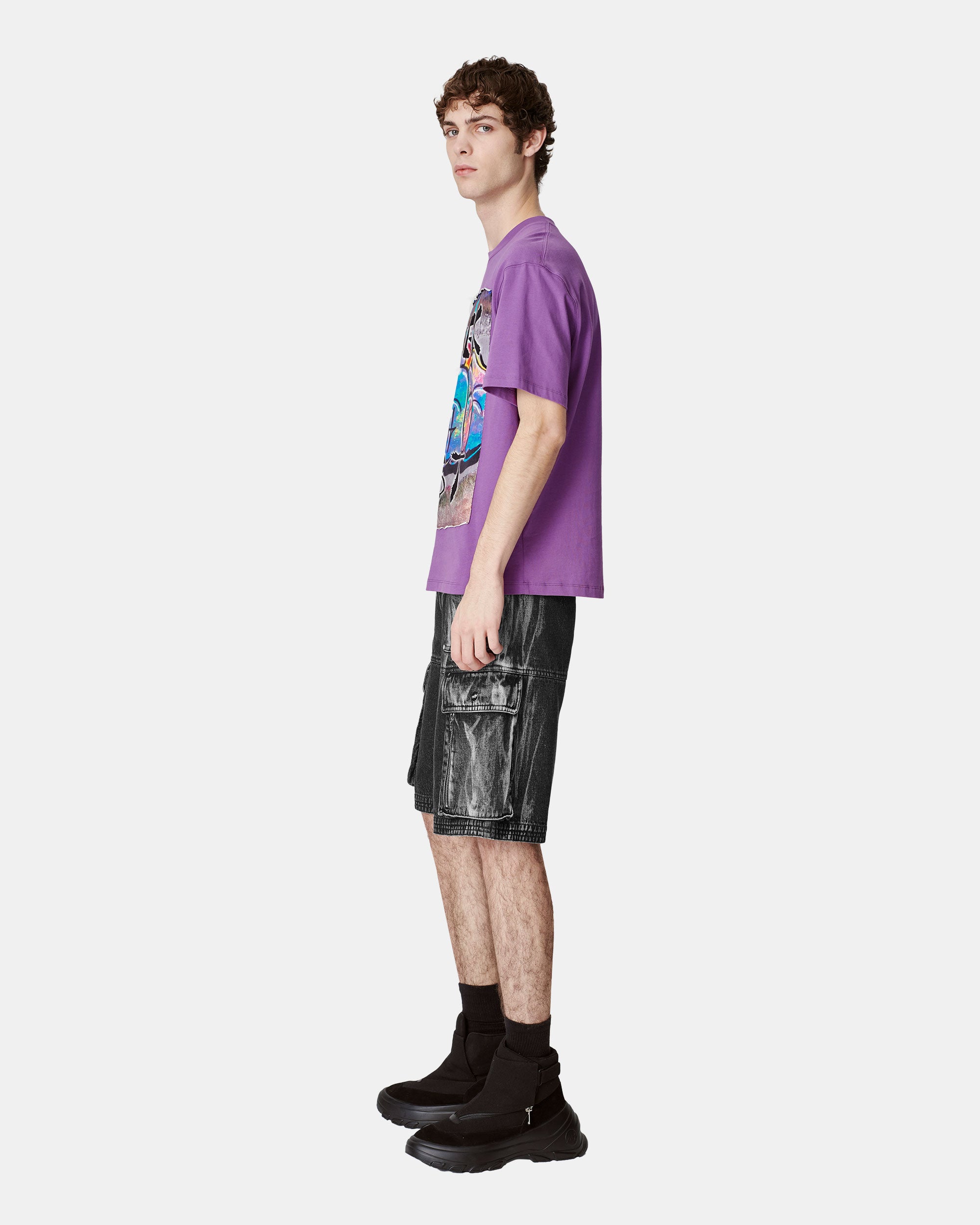 Men's Tie-Bleached Washed Shorts