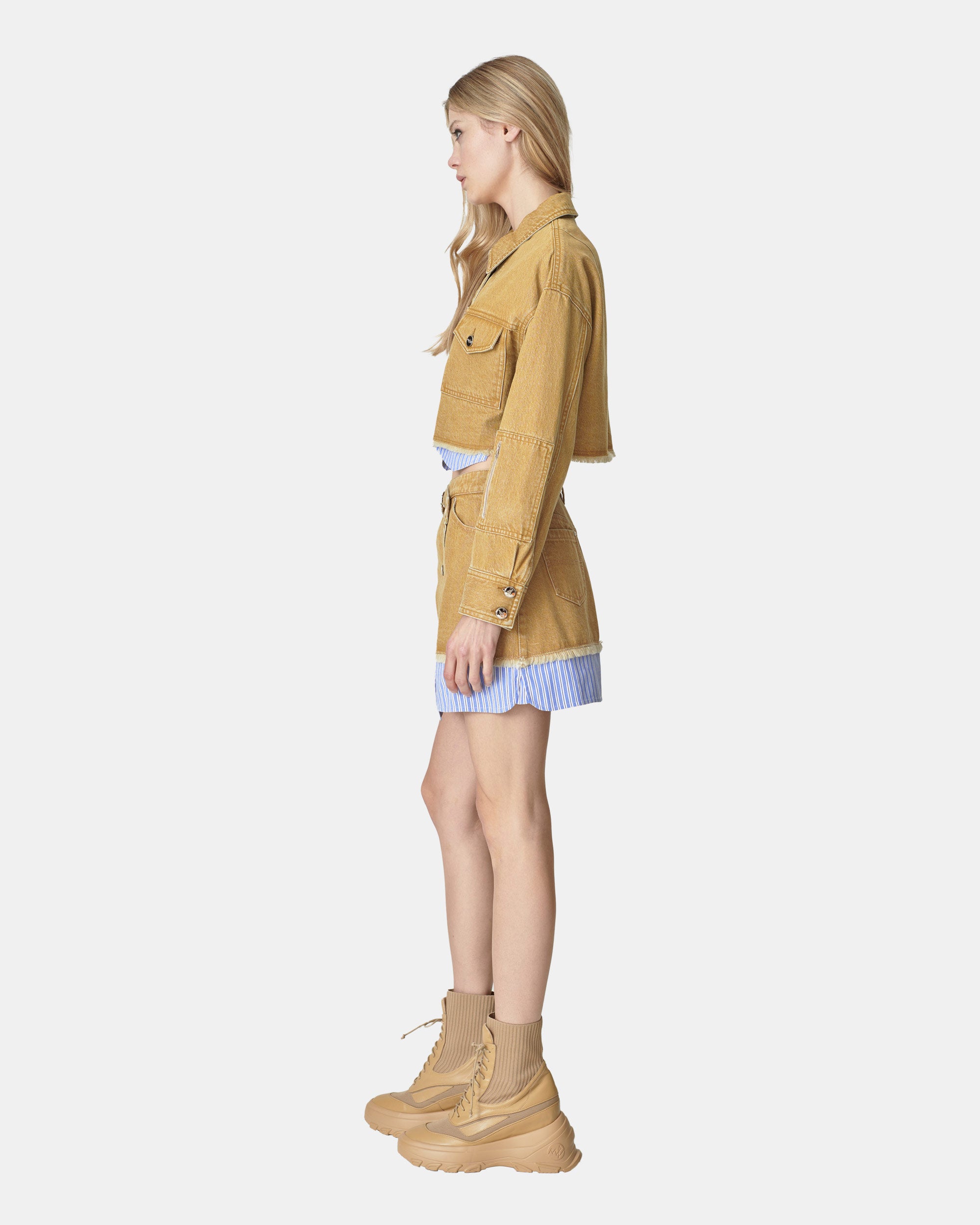 Women's Patchwork Washed Denim Skirt