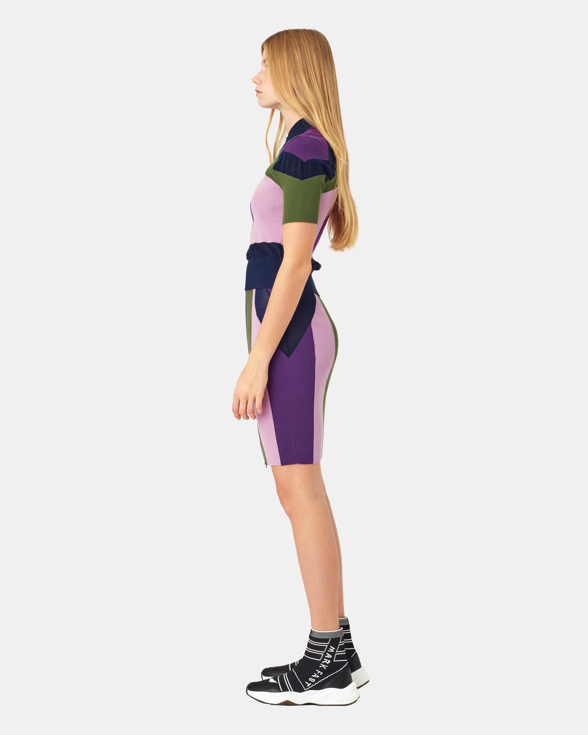 Women's Mock Neck Panelled Patchwork Knitwear