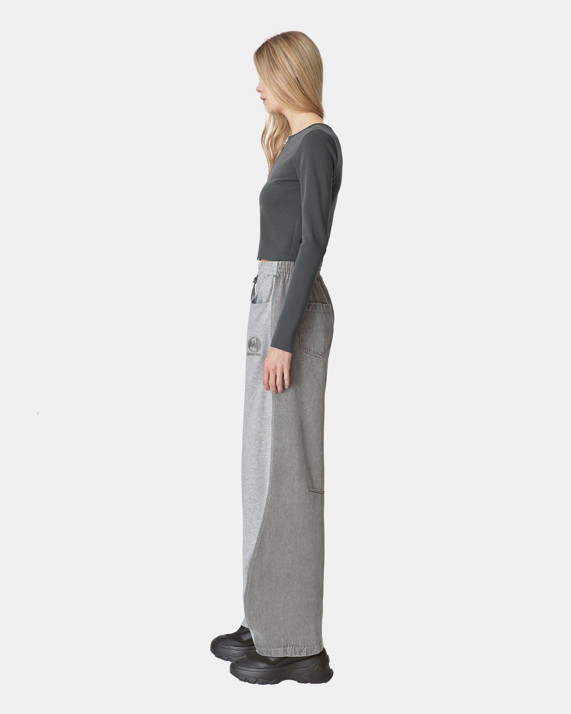 Women's Simple Dark Gray Zipper Top