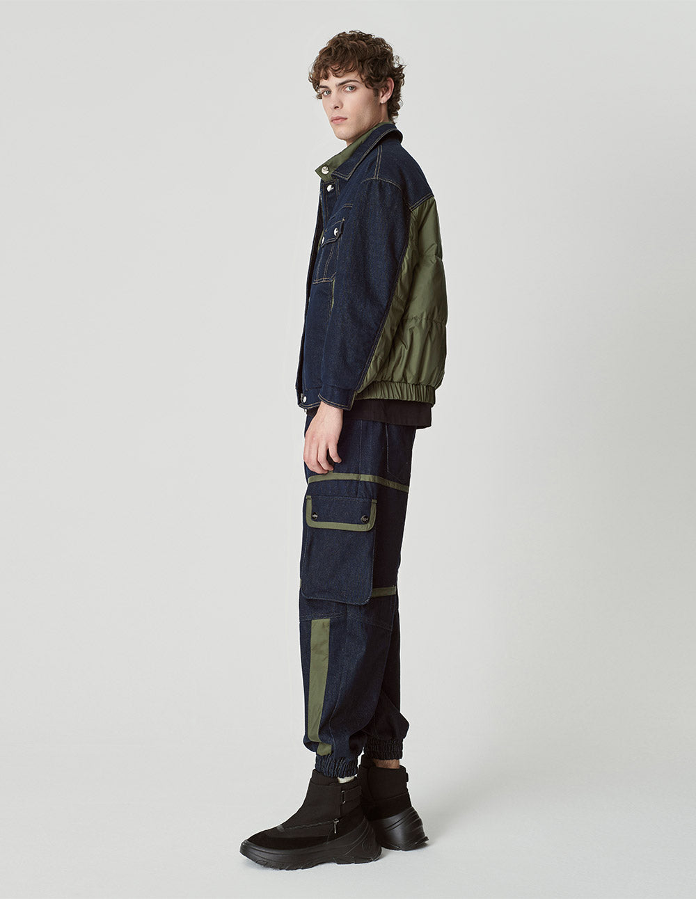 Men's Quilted Patchwork Washed Jeans