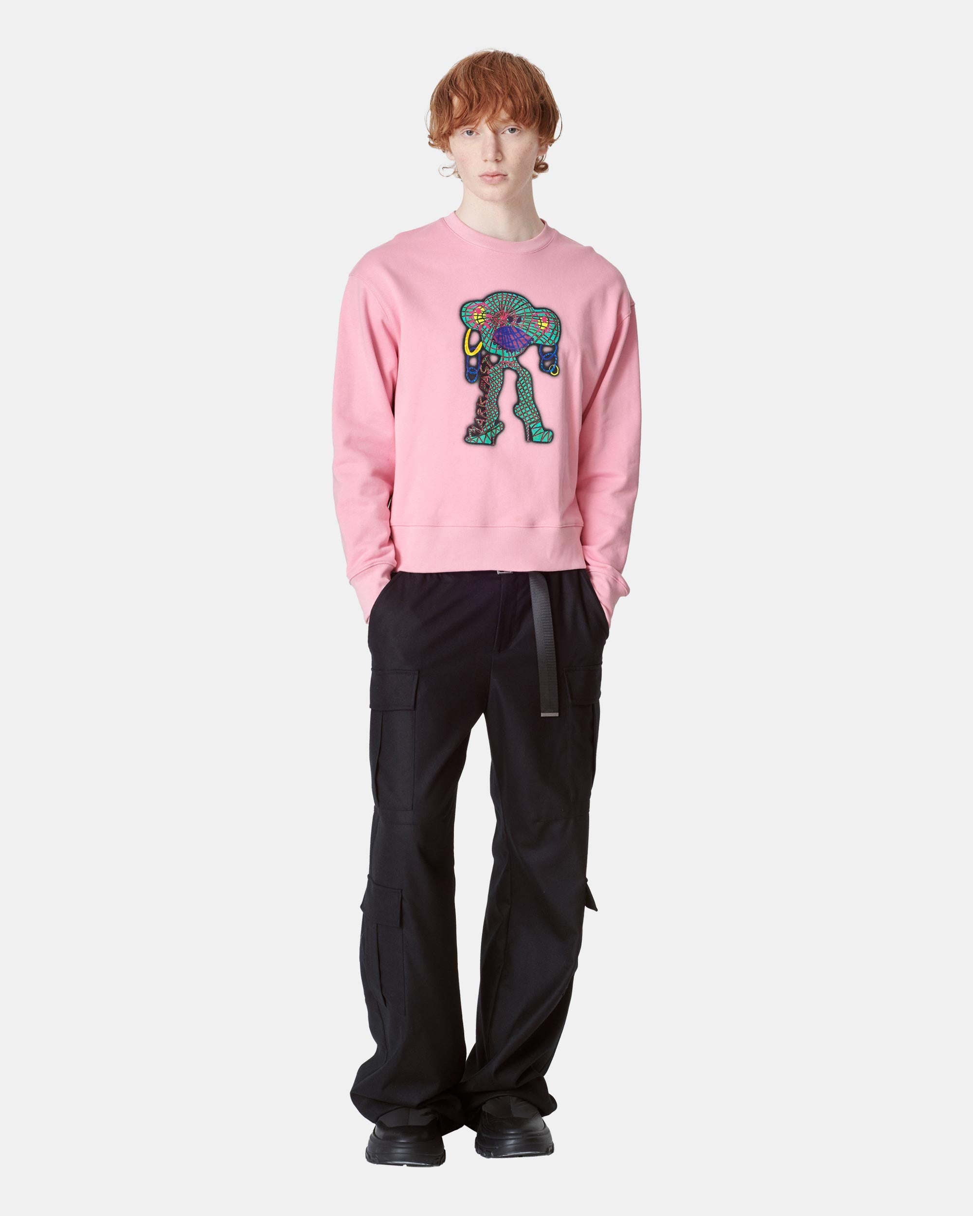Unisex Pink Cotton Print Sweatshirt