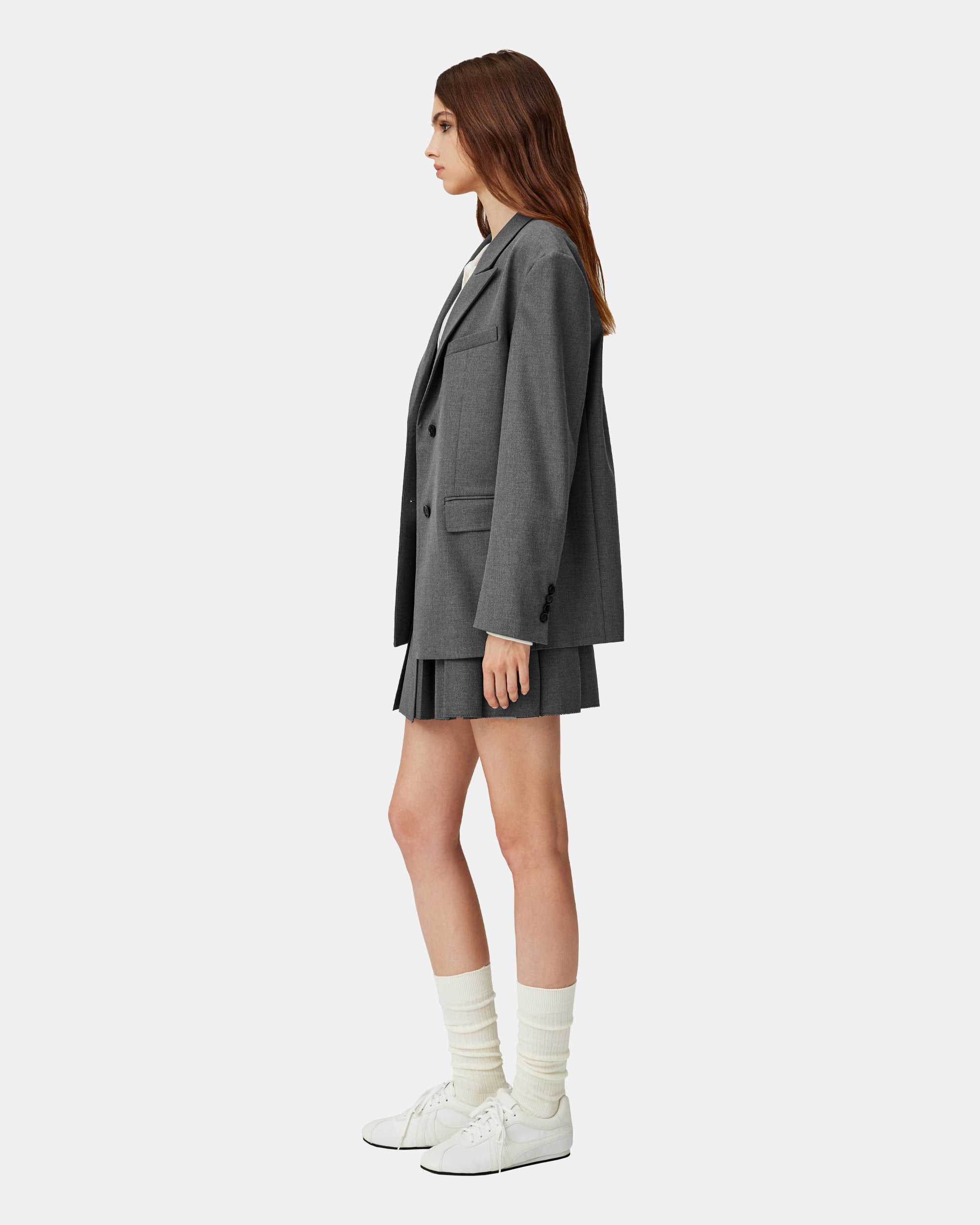 Women's Peak Lapel Oversized Dropped Shoulder Suit Jacket