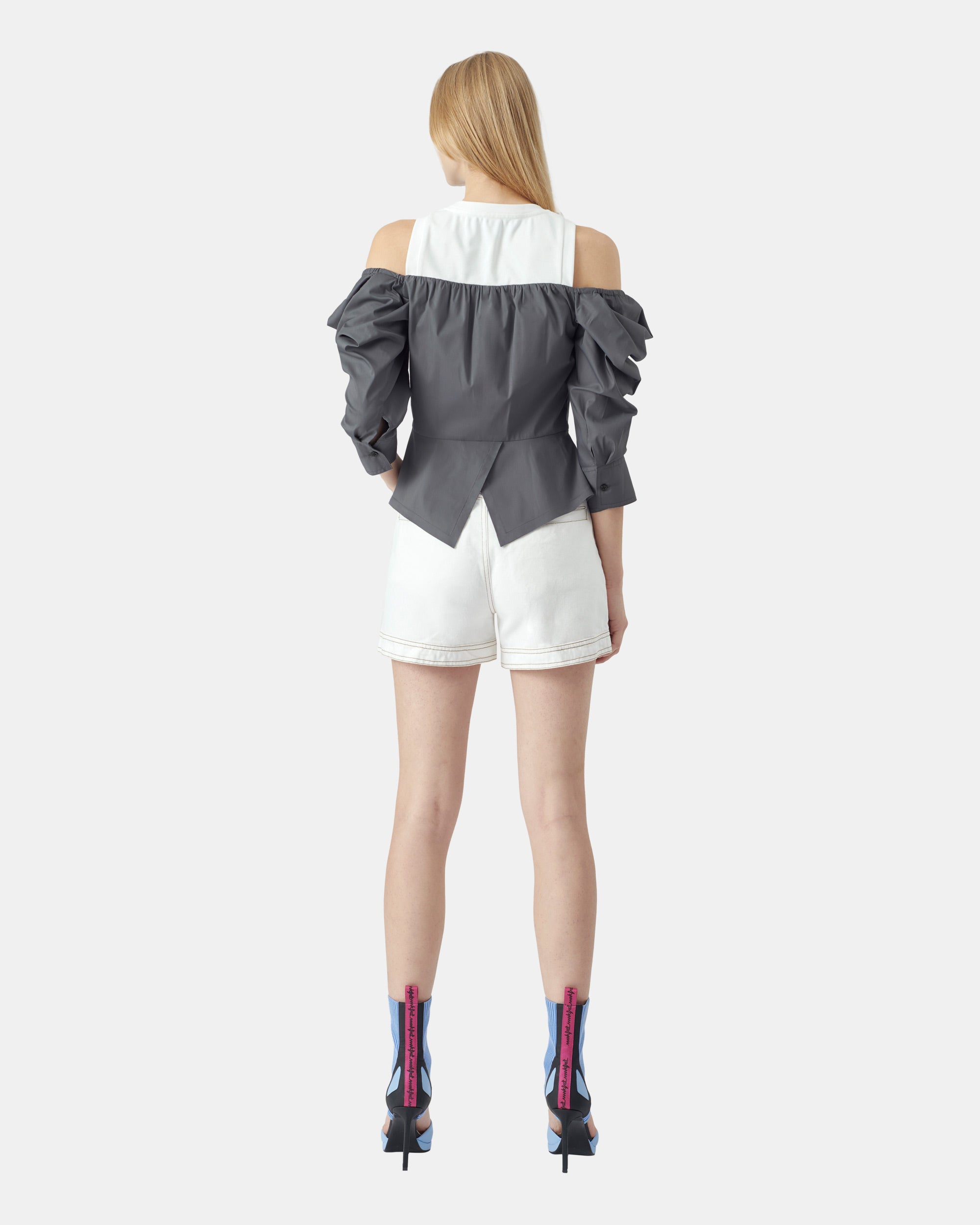 Women's Strapless False Two-Piece Long Sleeve Top