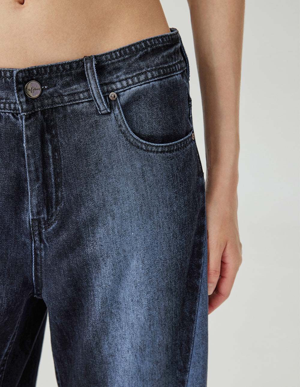 Women's High-Waisted Loose Straight Vintage Wash Jeans