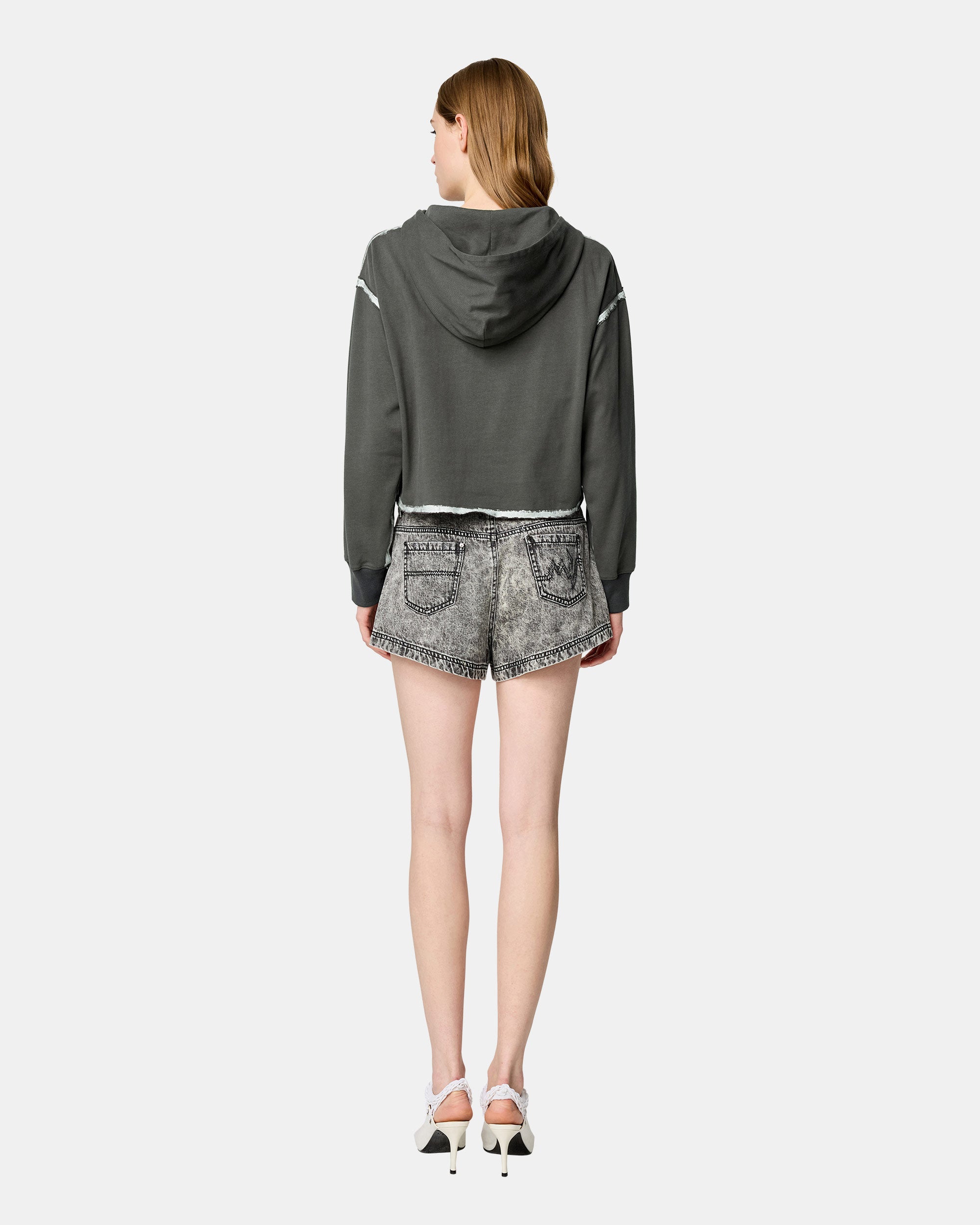 Women's Vintage Lace-Up Graphic Cropped Hoodie