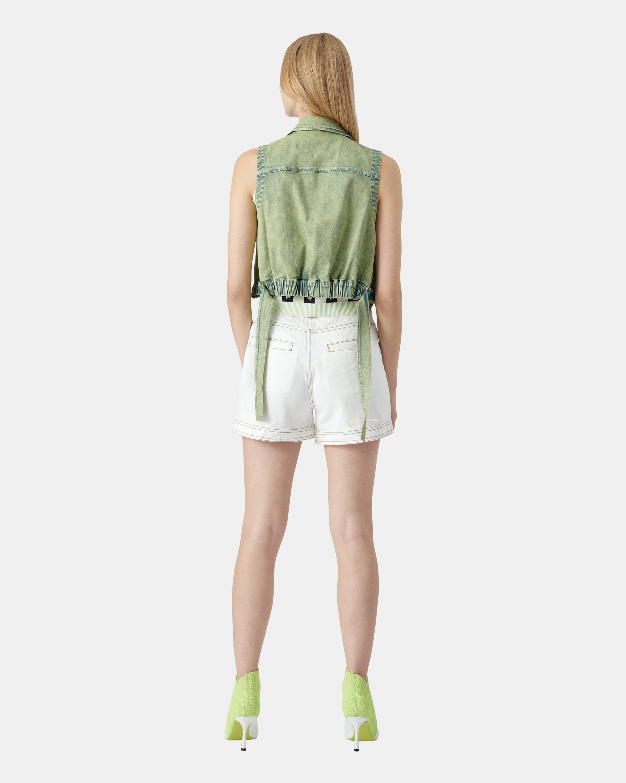 Women's Light Green Washed Denim Tank Top