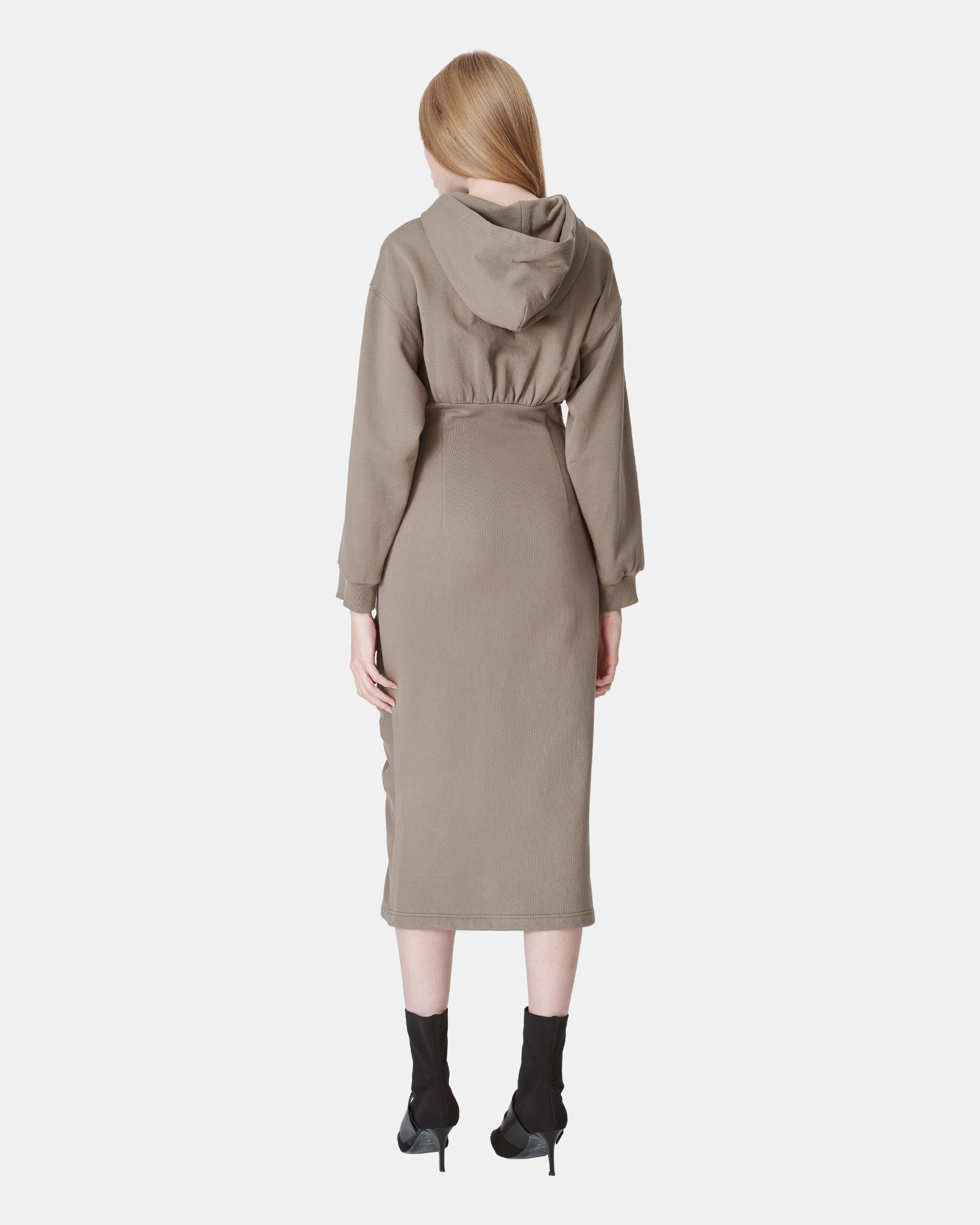 Women's Cotton Hooded Zipper Drawstring Dress