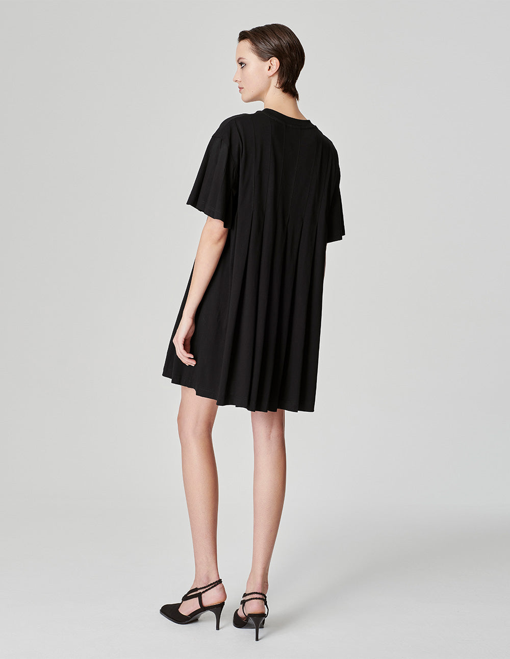 Women's Drop Shoulder Knife Pleat Jersey Skater T-Shirt Dress