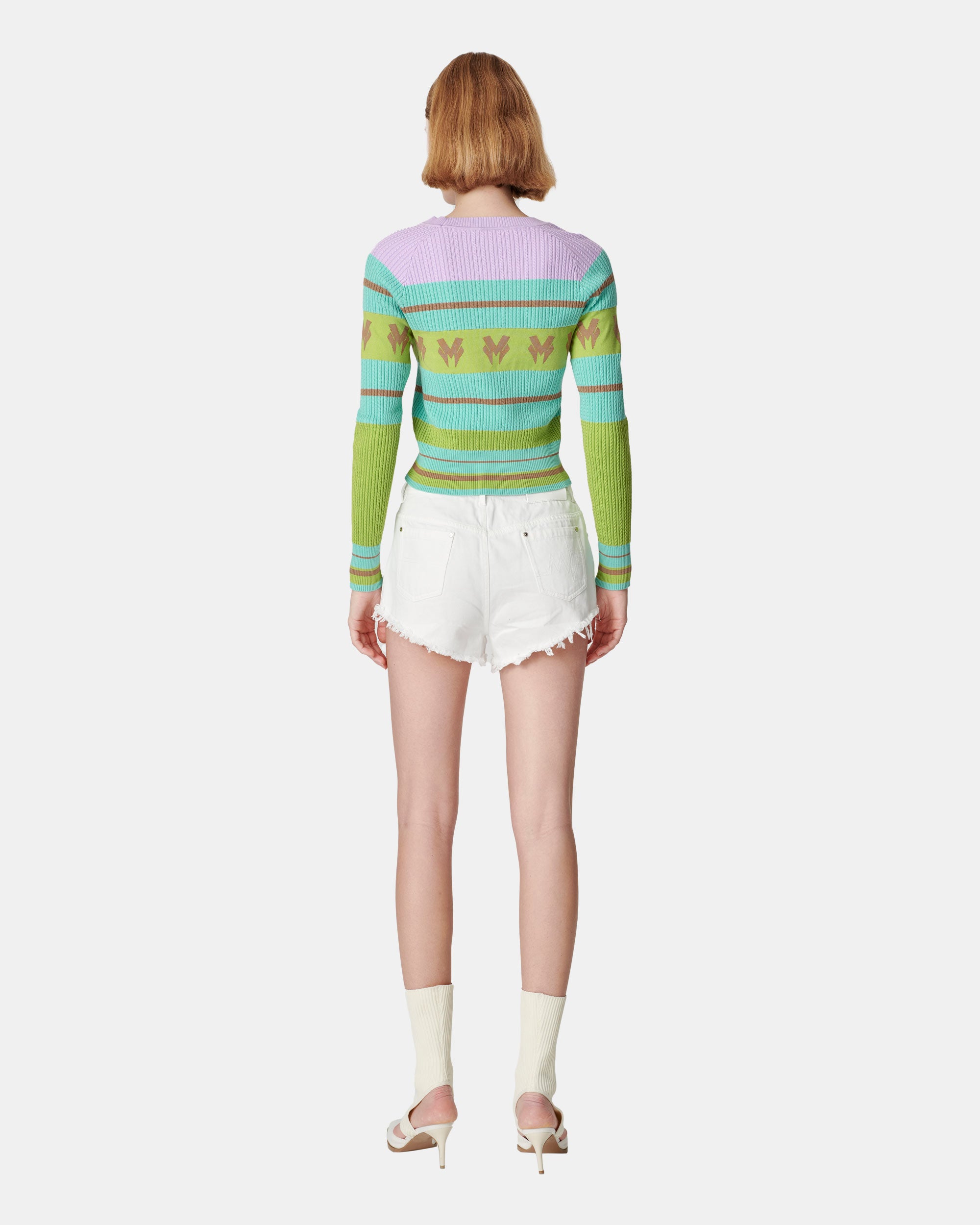 Women's Contrast Striped Jacquard Knit Pullover