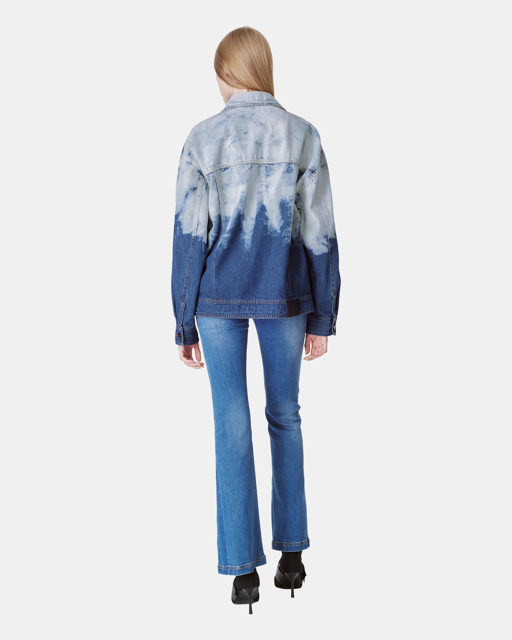 Unisex Gradient Fade Washed Denim Jacket