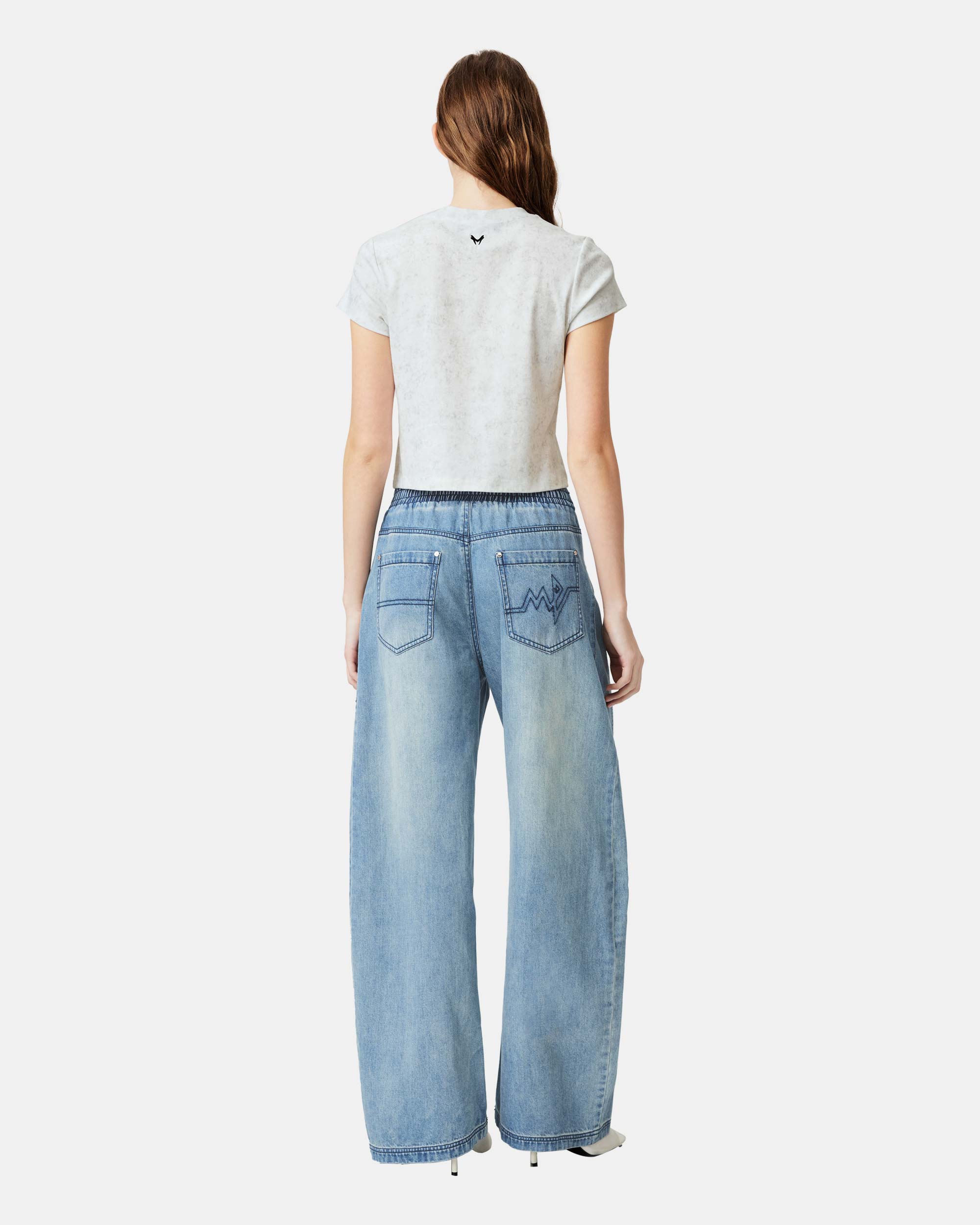 Women's Panel-Stitch Baggy Denim Pants