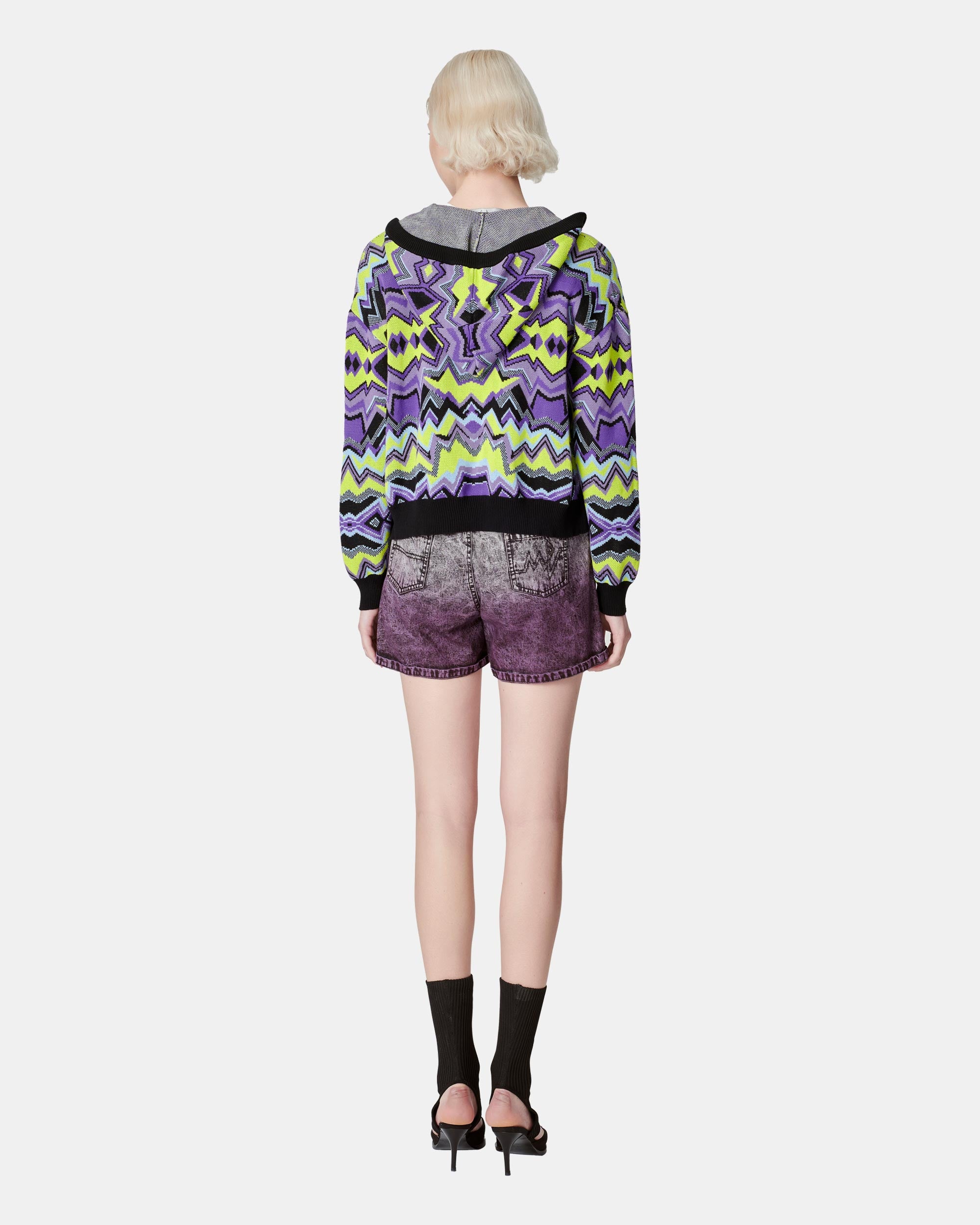 Women's Geometric Jacquard Hooded Knitted Jacket