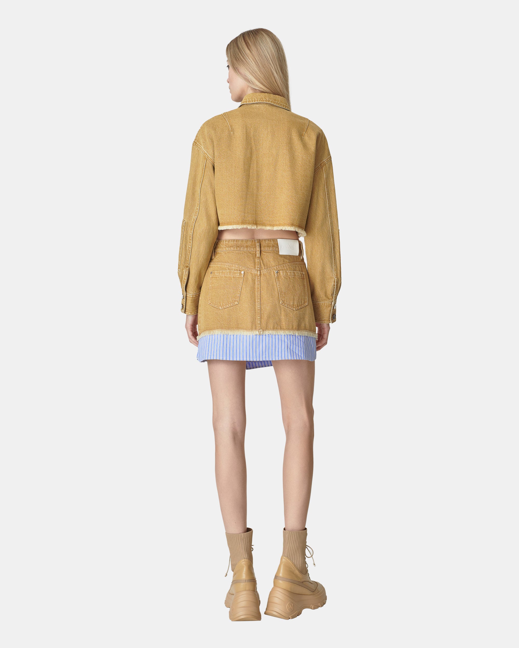 Women's Patchwork Washed Denim Skirt