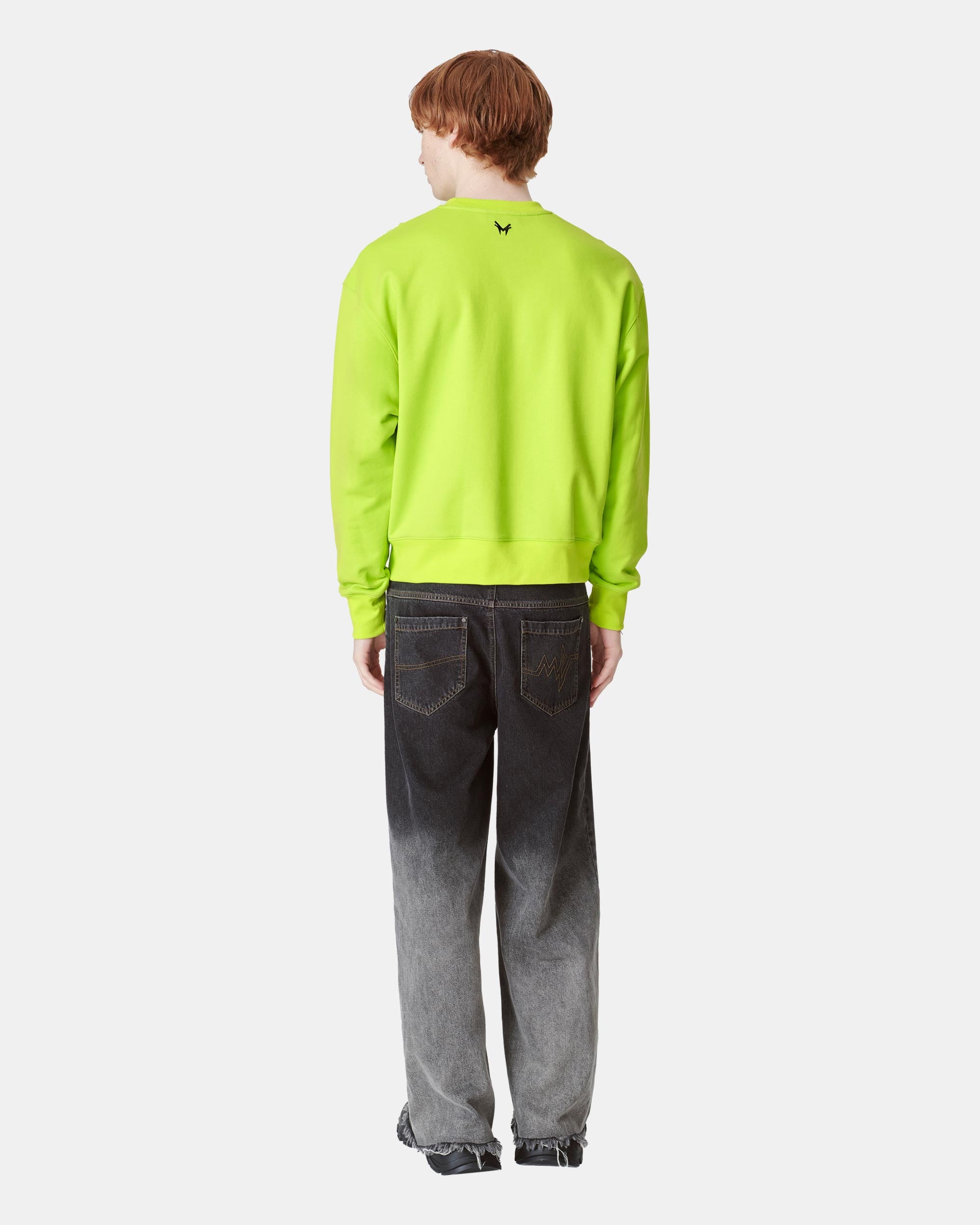 Unisex Fluorescent Green Cotton Print Sweatshirt