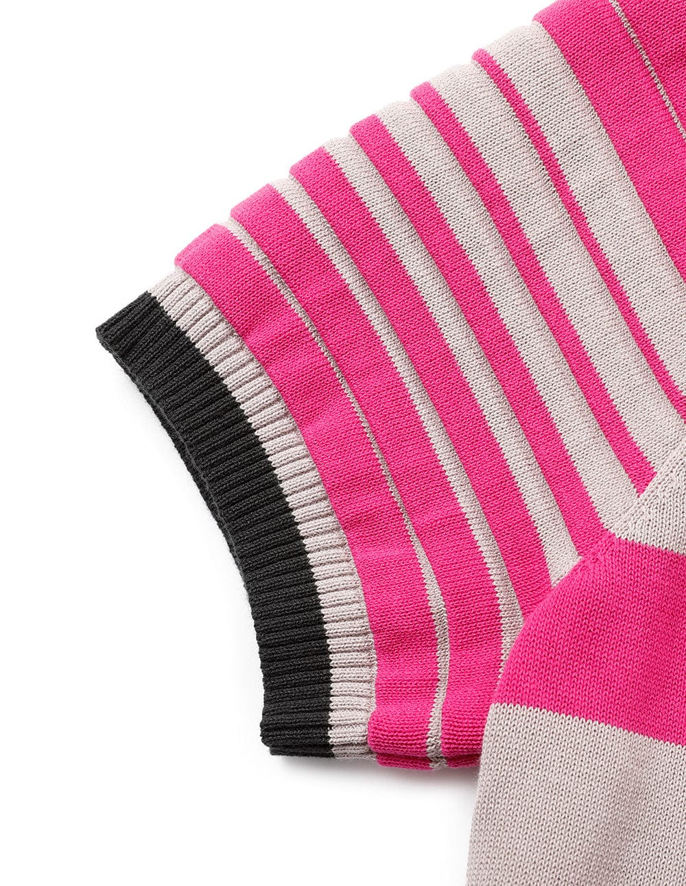 Women's Hot Pink Contrast Stripe Short Sleeve Cropped Sweater