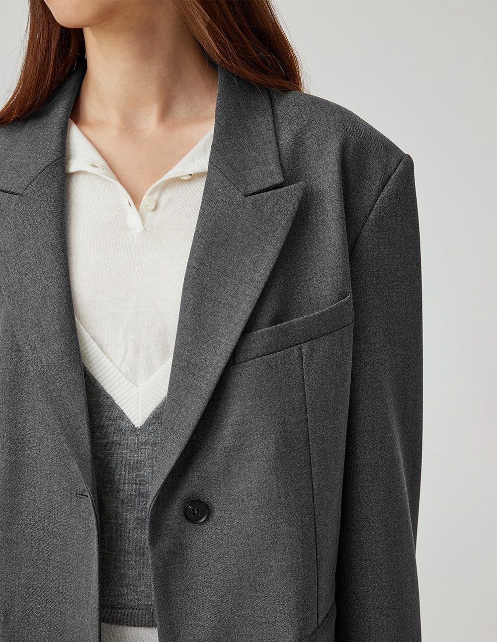Women's Peak Lapel Oversized Dropped Shoulder Suit Jacket